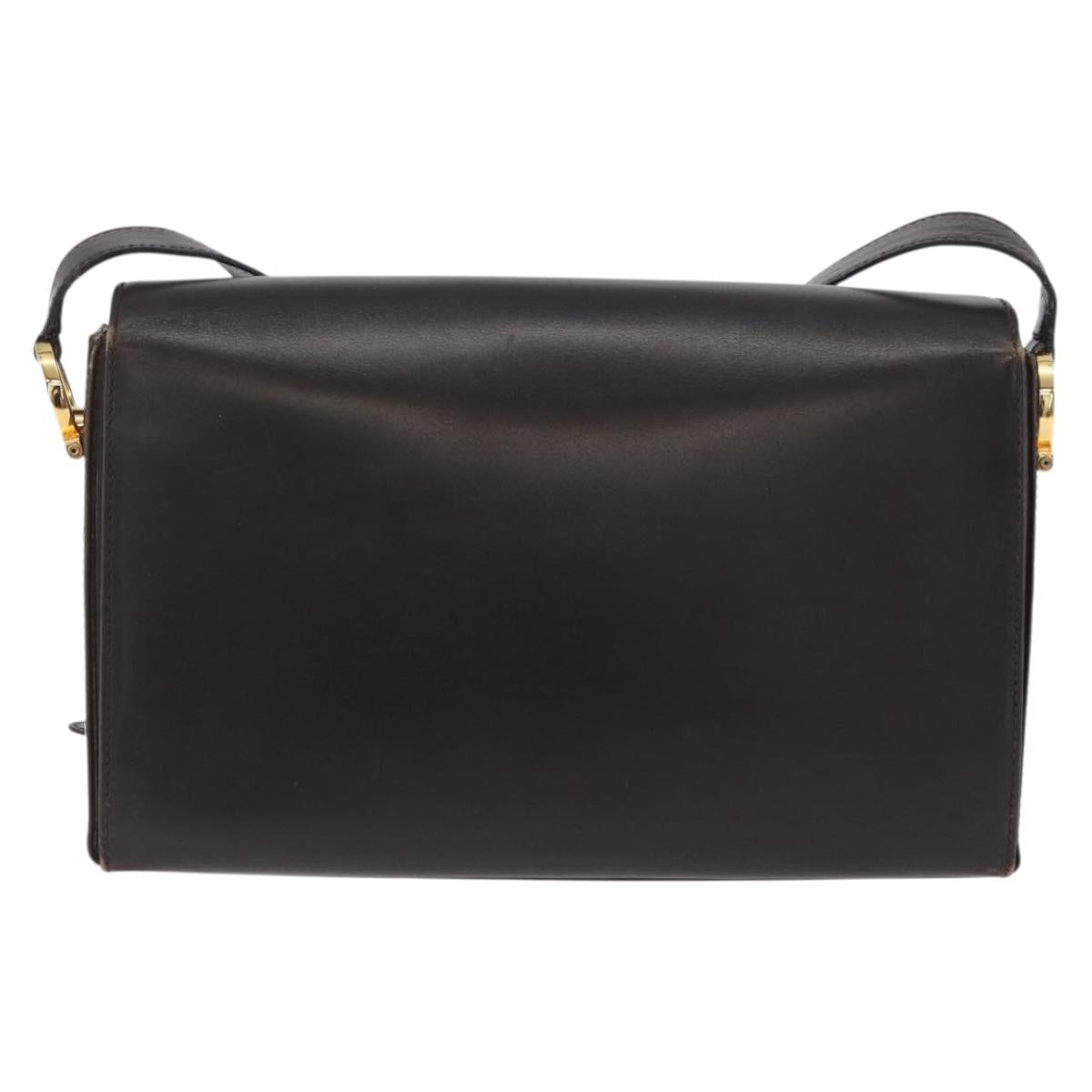 Salvatore Ferragamo Gancini Shoulder Bag Leather Brown Gold Auth ka3381