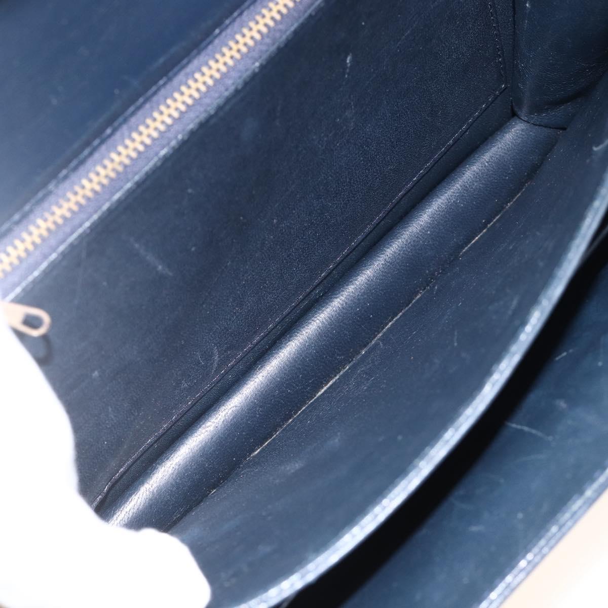 CELINE C Sulky Shoulder Bag Canvas Navy Gold Auth ka3383