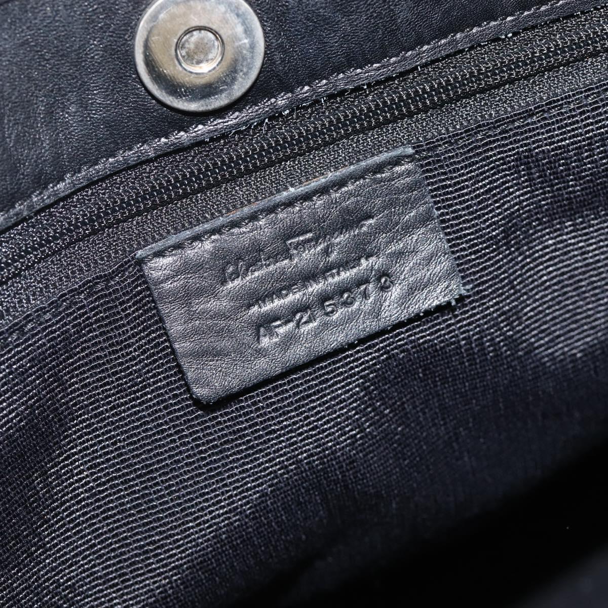 Salvatore Ferragamo Gancini Tote Bag Canvas Black Silver Auth ka3385