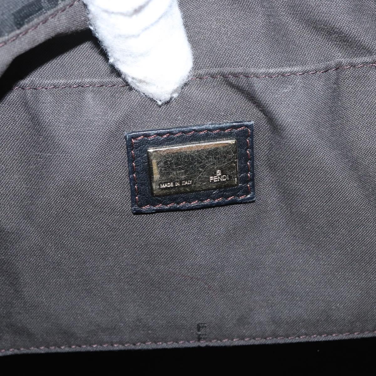 FENDI Zucchino Canvas Tote Bag Black Gold Auth ka3387
