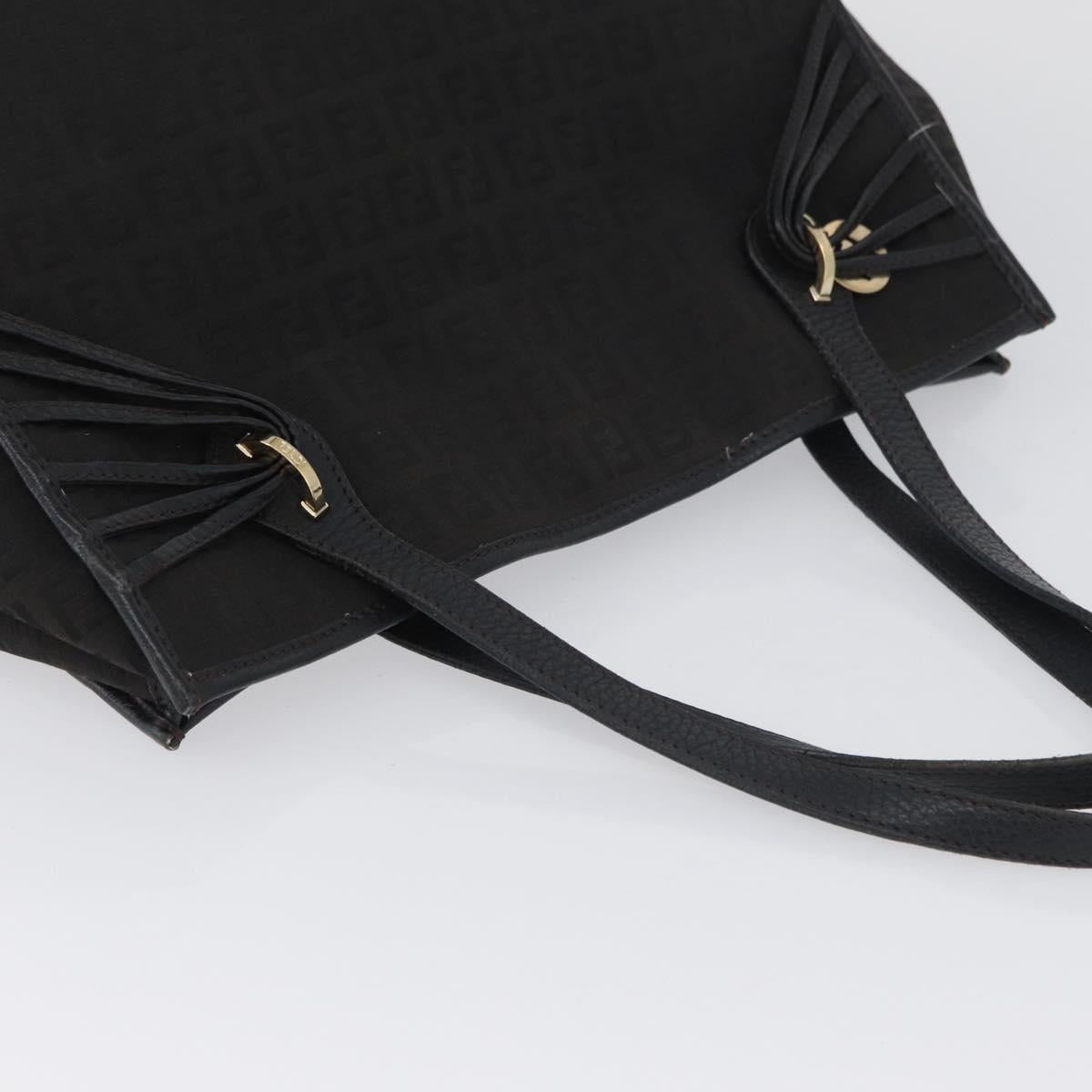 FENDI Zucchino Canvas Tote Bag Black Gold Auth ka3387
