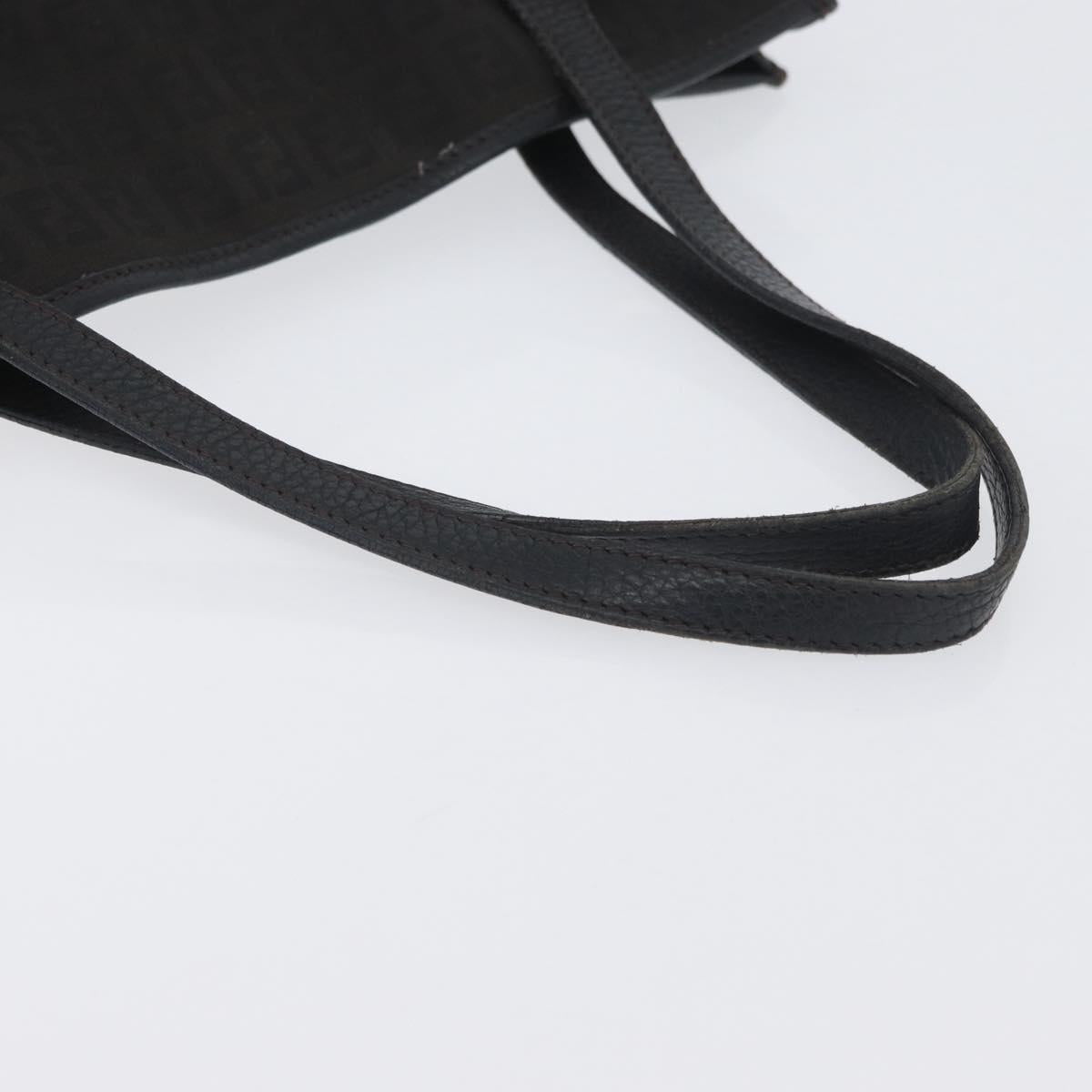 FENDI Zucchino Canvas Tote Bag Black Gold Auth ka3387