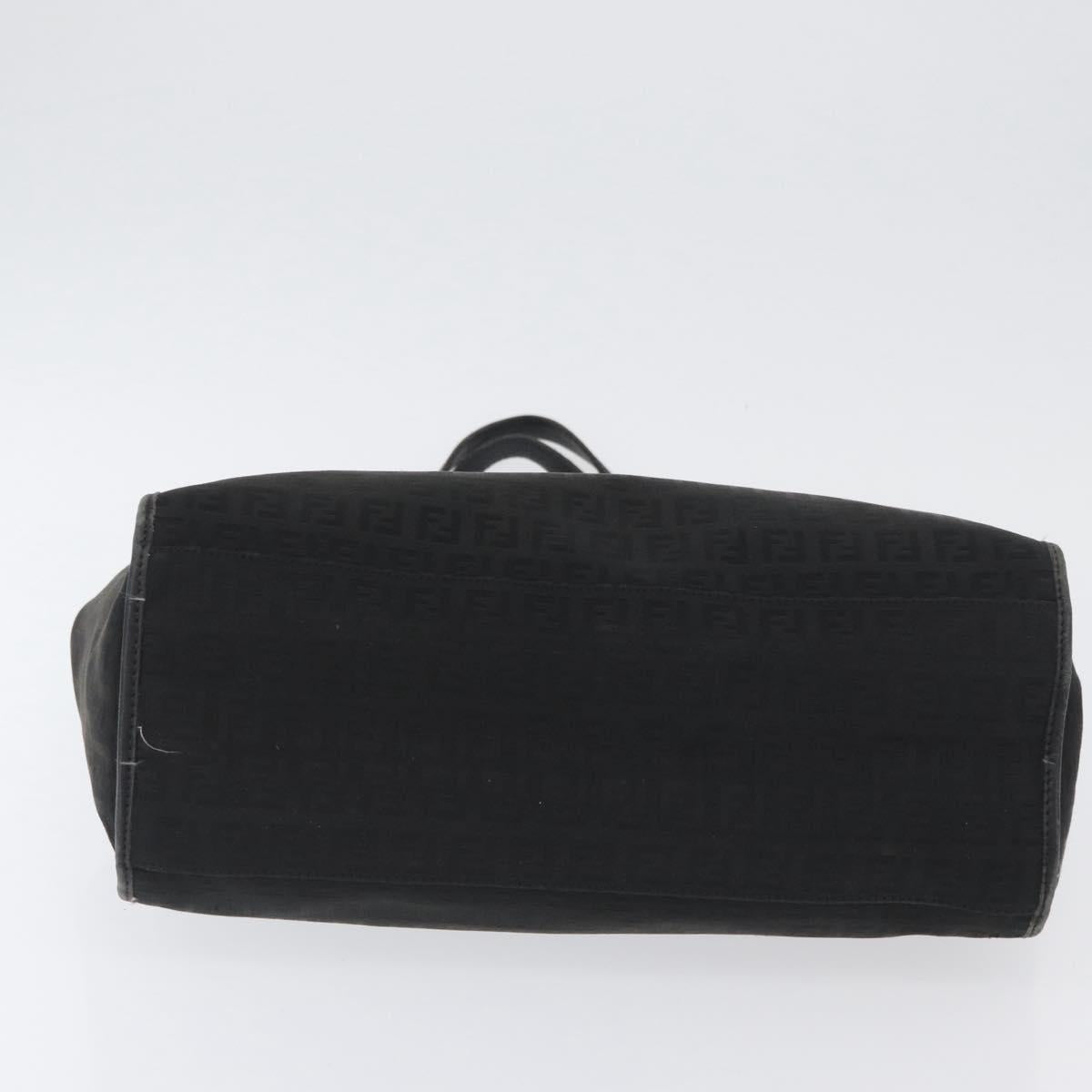 FENDI Zucchino Canvas Tote Bag Black Gold Auth ka3387