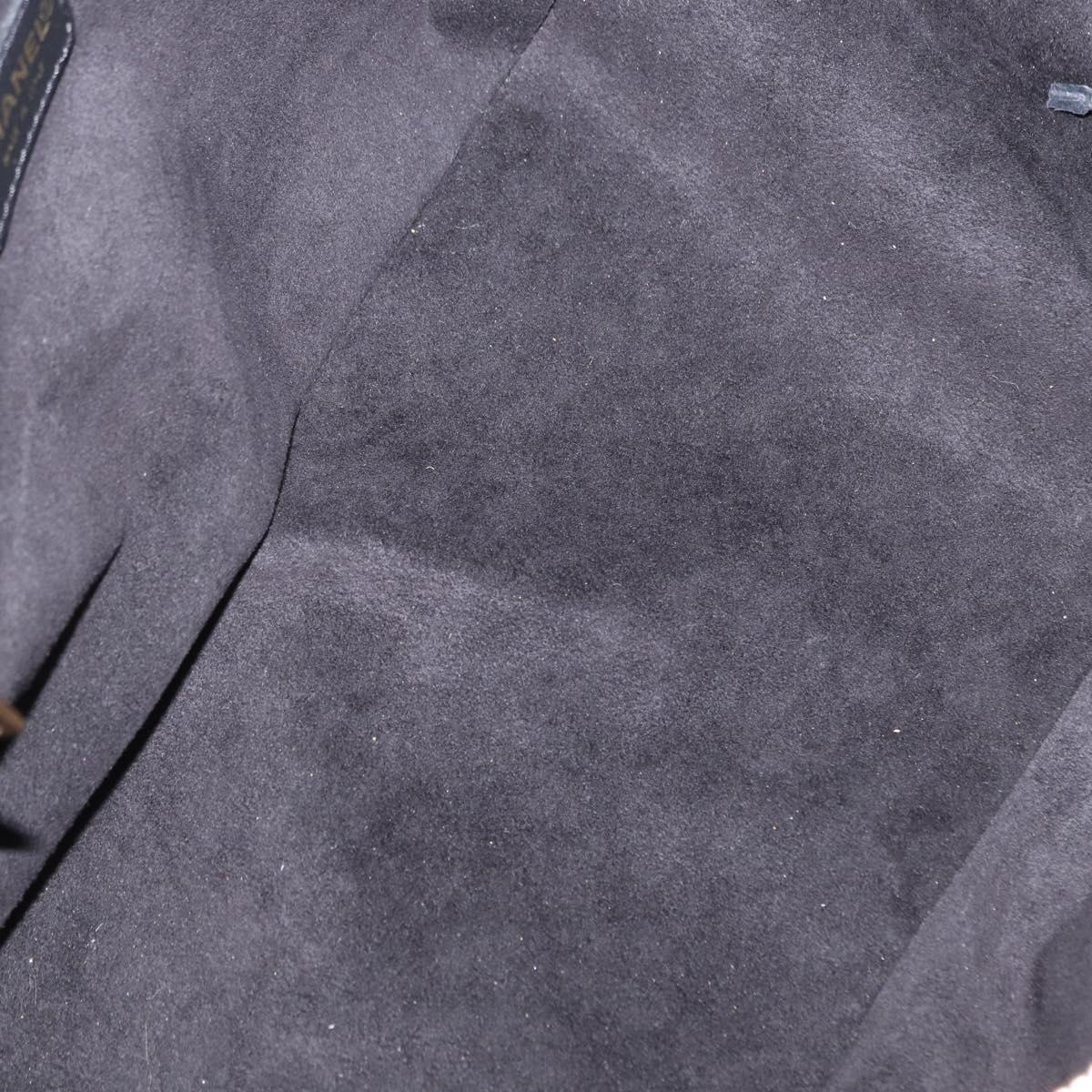 CHANEL Choco Bar Hand Bag cotton Black Gold CC Auth ka339