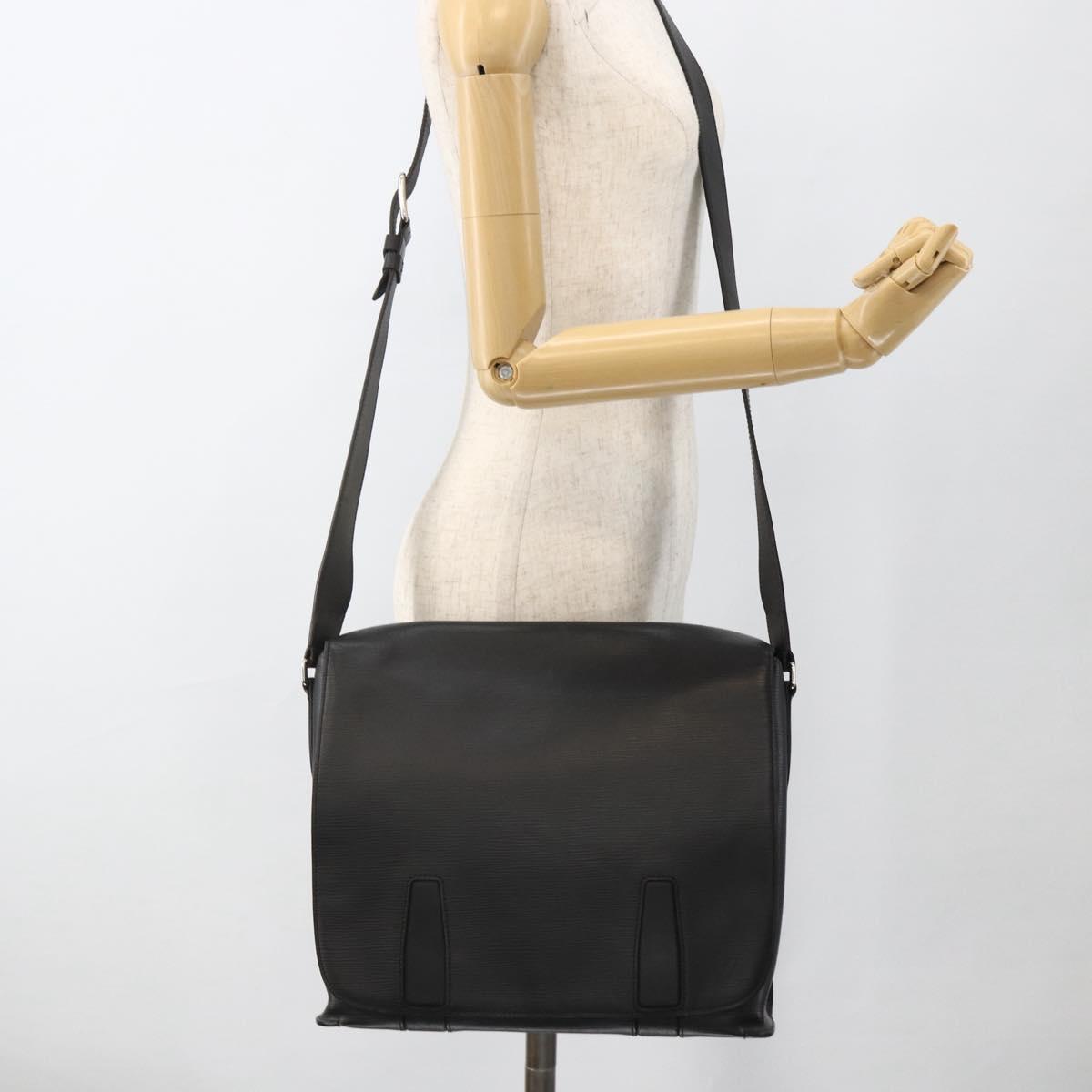 LOUIS VUITTON Epi Harrington Messenger MM Shoulder Bag Black M53409 Auth ka3397