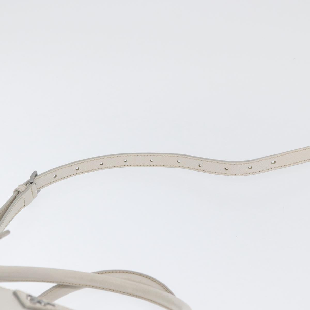 PRADA Hand Bag Safiano leather 2way White Silver Auth ka3399V
