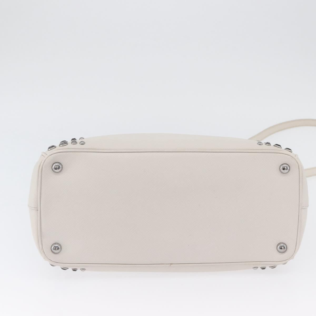 PRADA Hand Bag Safiano leather 2way White Silver Auth ka3399V