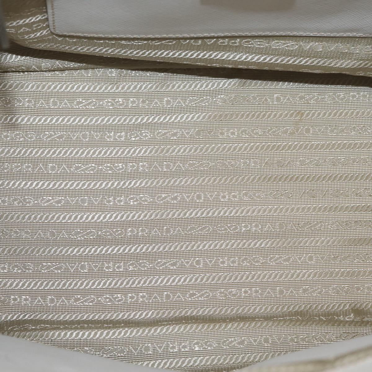 PRADA Hand Bag Safiano leather 2way White Silver Auth ka3399V