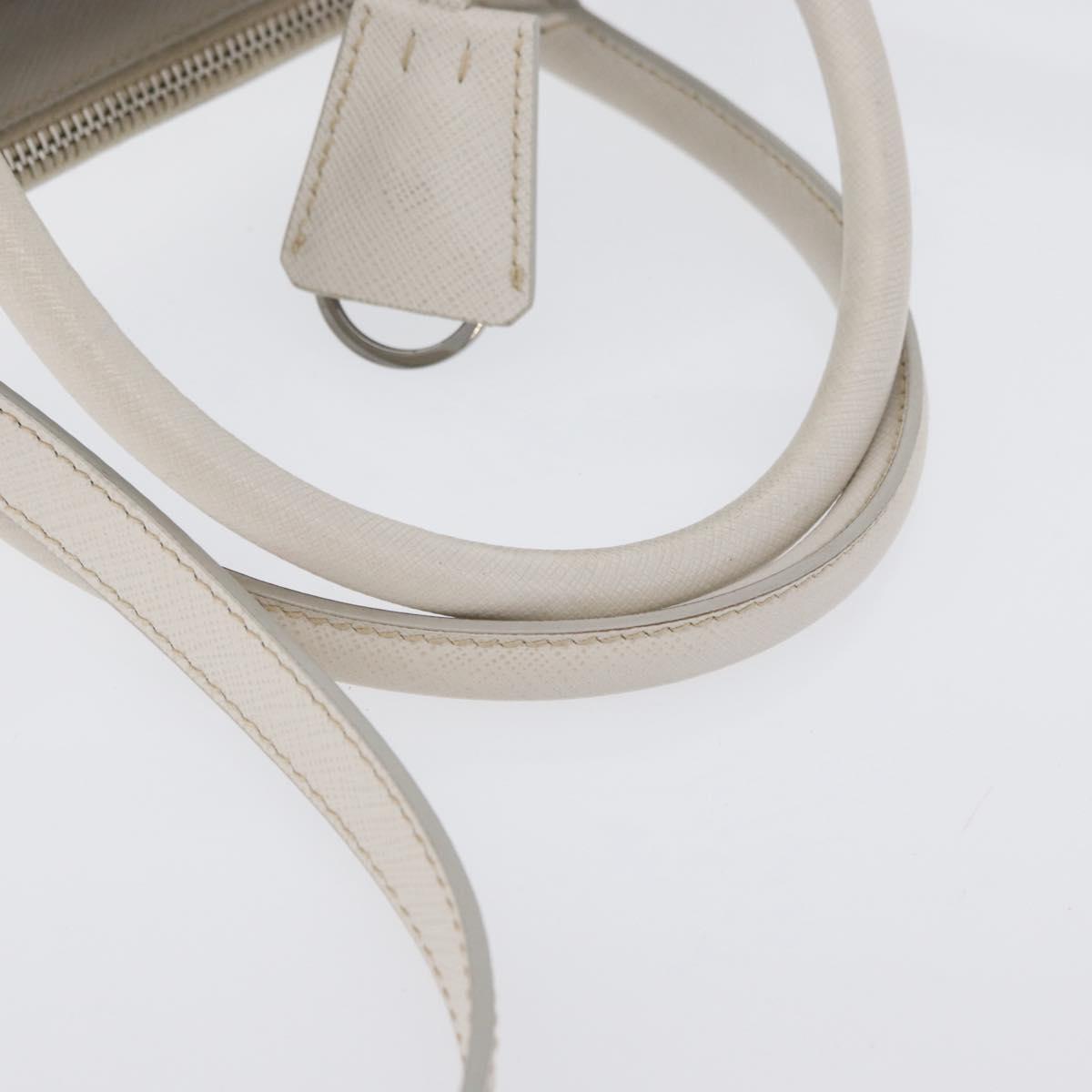 PRADA Hand Bag Safiano leather 2way White Silver Auth ka3399V