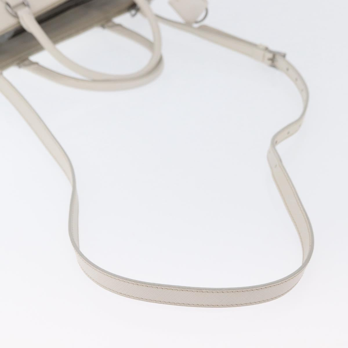 PRADA Hand Bag Safiano leather 2way White Silver Auth ka3399V