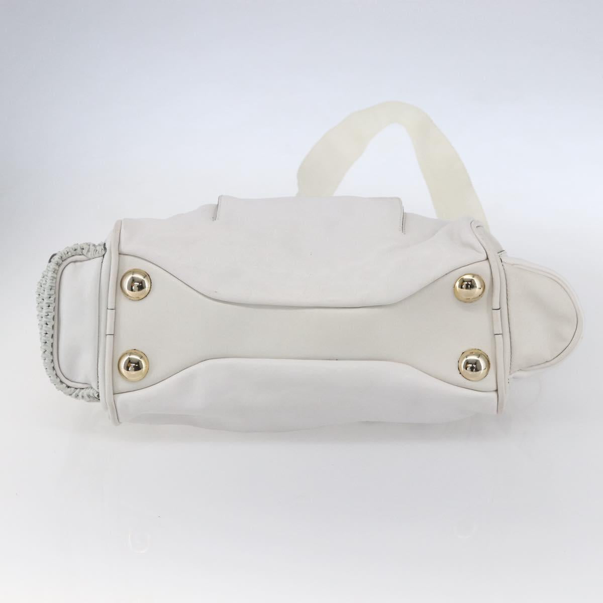 Chloe Shoulder Bag Leather 2way White Silver Auth ka340