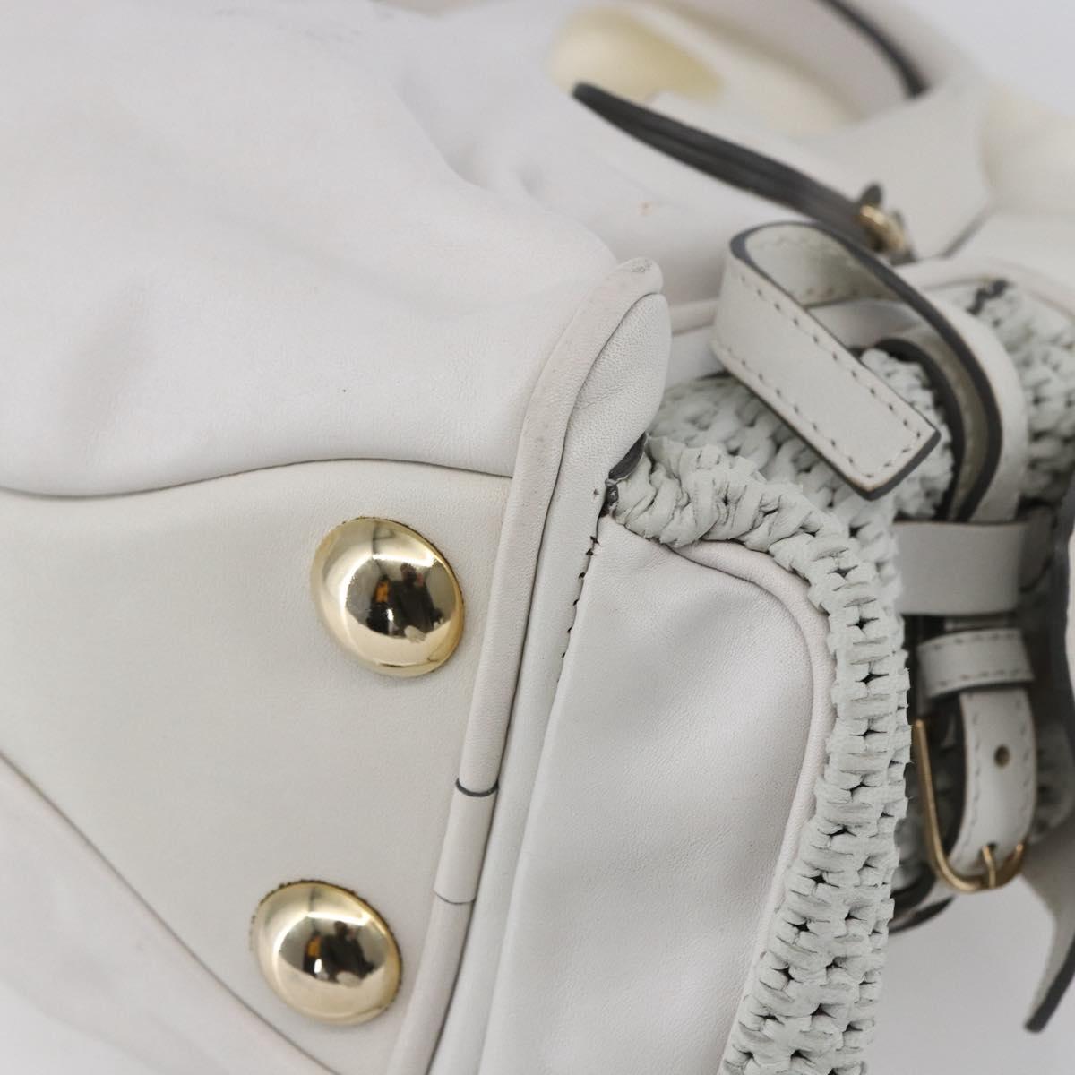 Chloe Shoulder Bag Leather 2way White Silver Auth ka340
