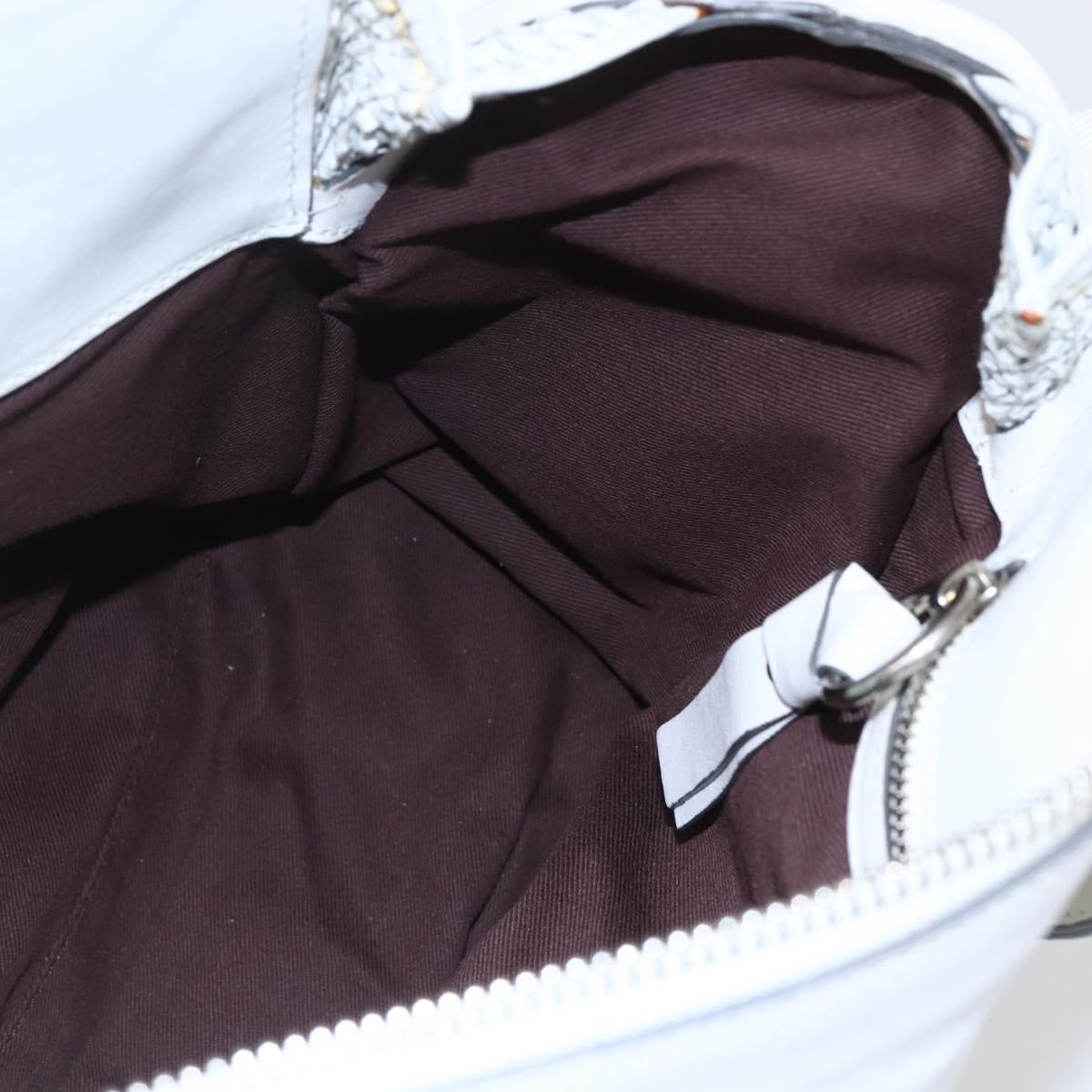 Chloe Shoulder Bag Leather 2way White Silver Auth ka340