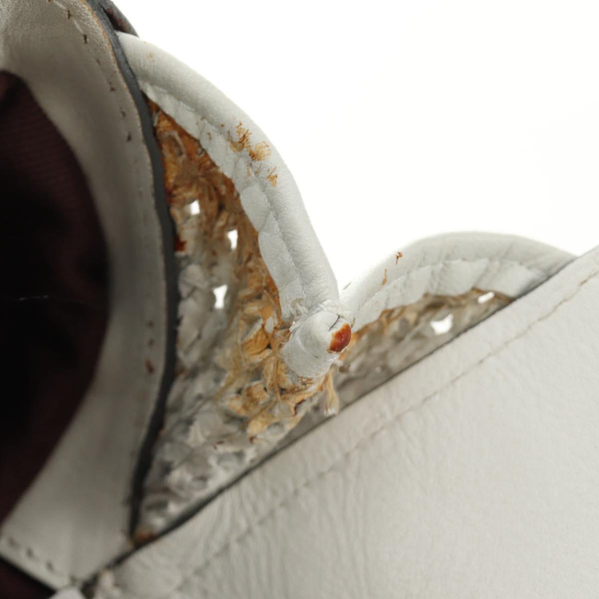Chloe Shoulder Bag Leather 2way White Silver Auth ka340