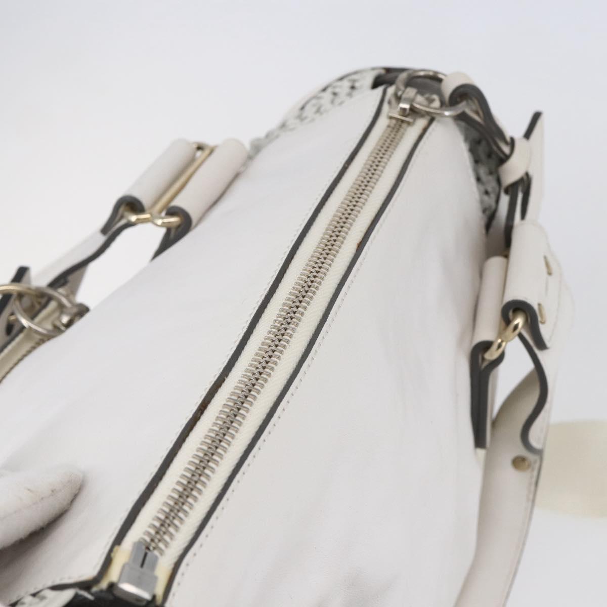 Chloe Shoulder Bag Leather 2way White Silver Auth ka340
