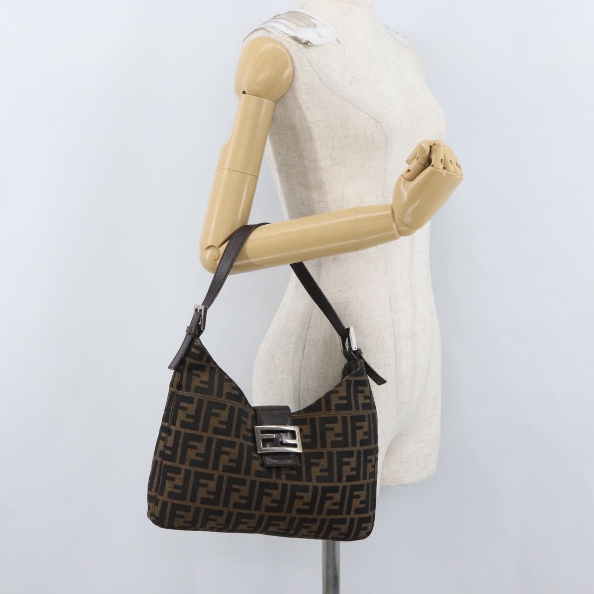 FENDI Zucca Canvas Mamma Baguette Hand Bag Brown Black Auth ka3405V