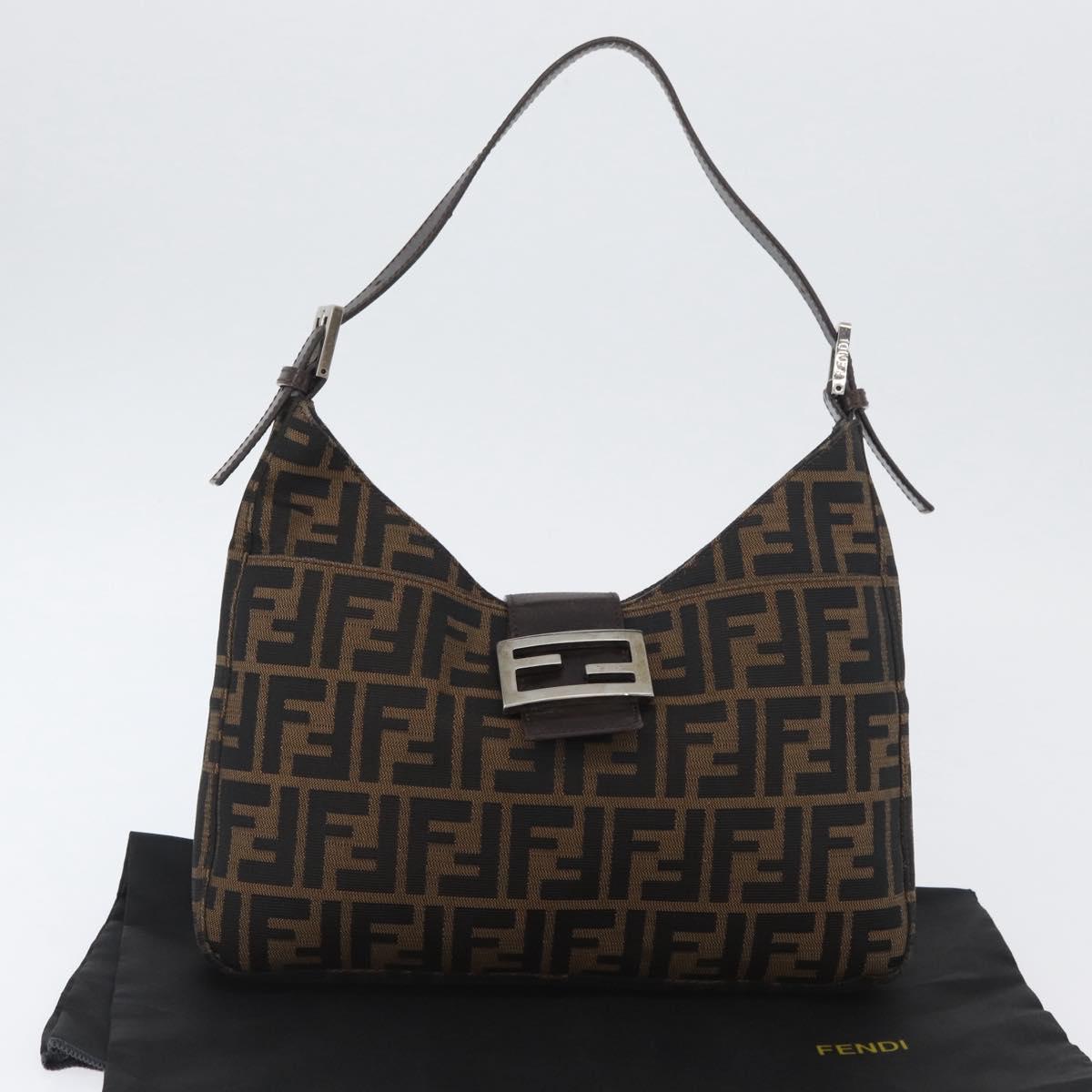FENDI Zucca Canvas Mamma Baguette Hand Bag Brown Black Auth ka3405V