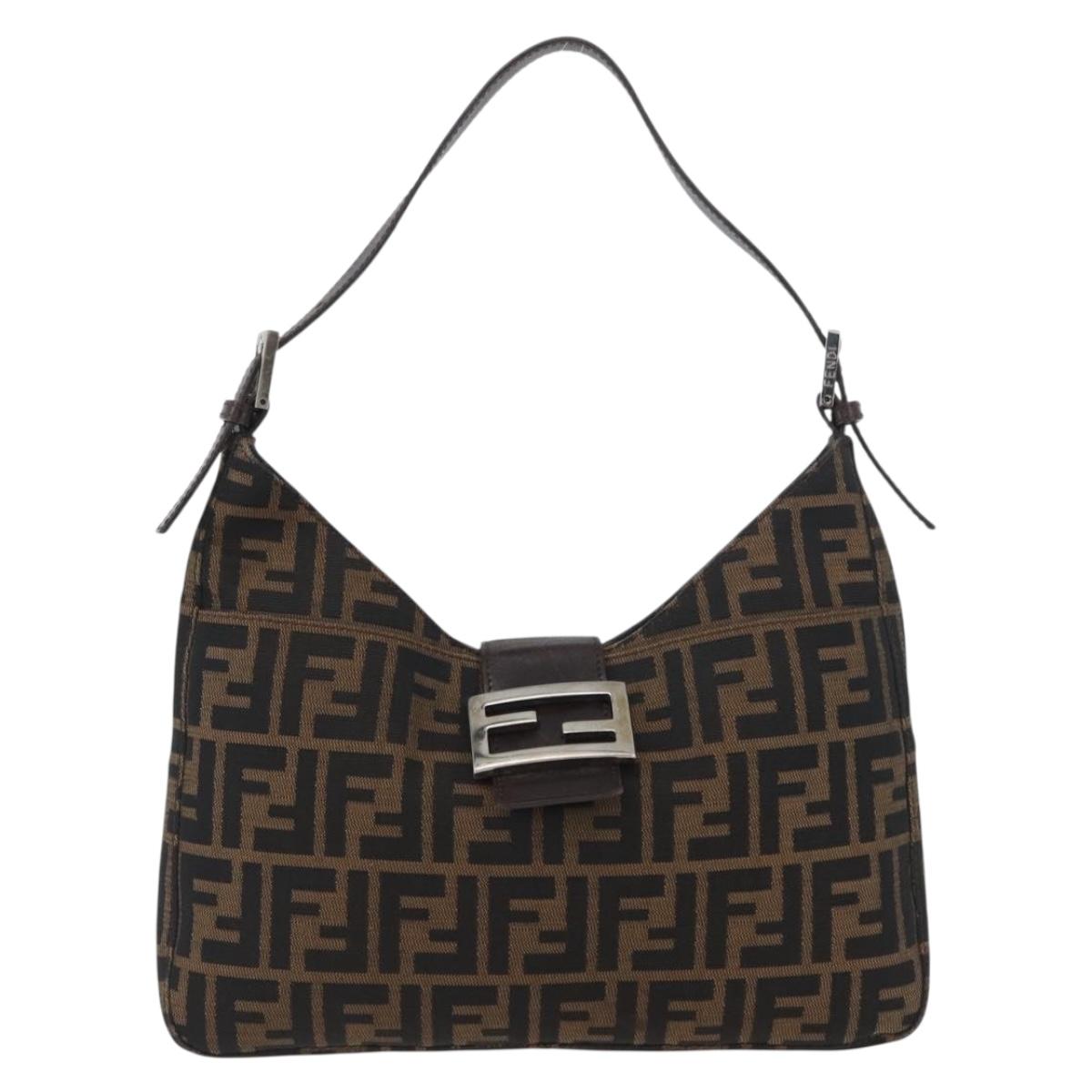 FENDI Zucca Canvas Mamma Baguette Hand Bag Brown Black Auth ka3405V