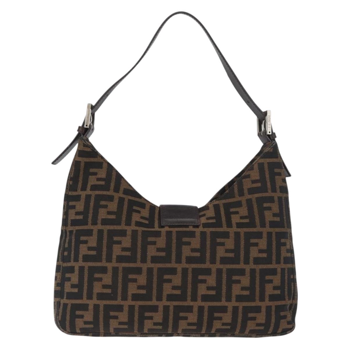 FENDI Zucca Canvas Mamma Baguette Hand Bag Brown Black Auth ka3405V