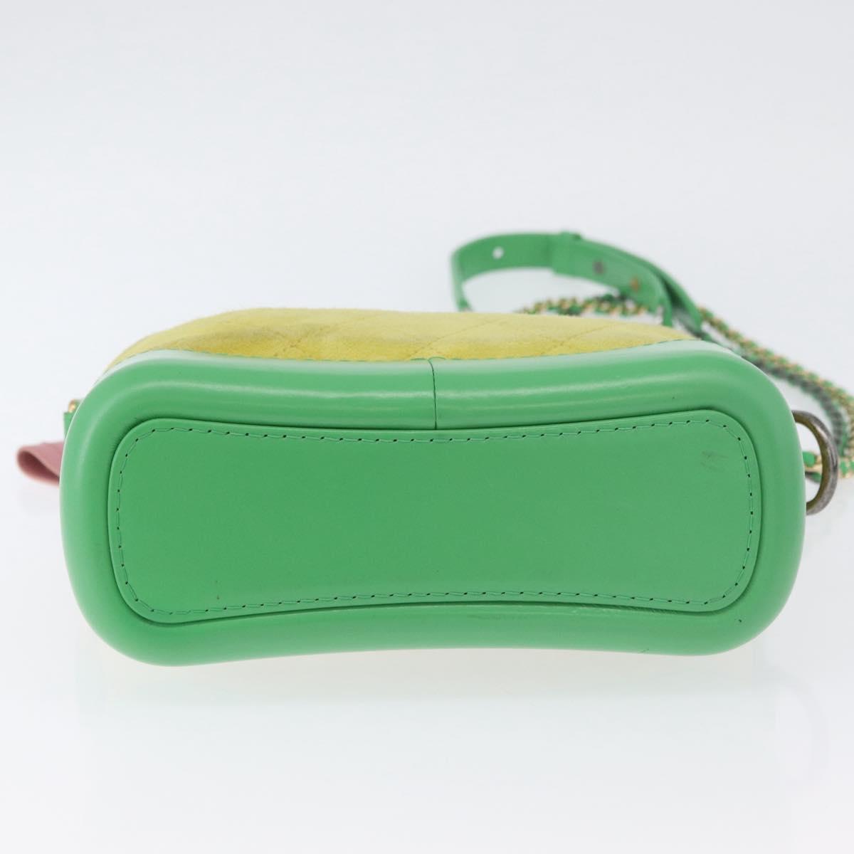CHANEL Chain Gabriel Dohobo Shoulder Bag Suede Green Gold CC Auth ka3407A