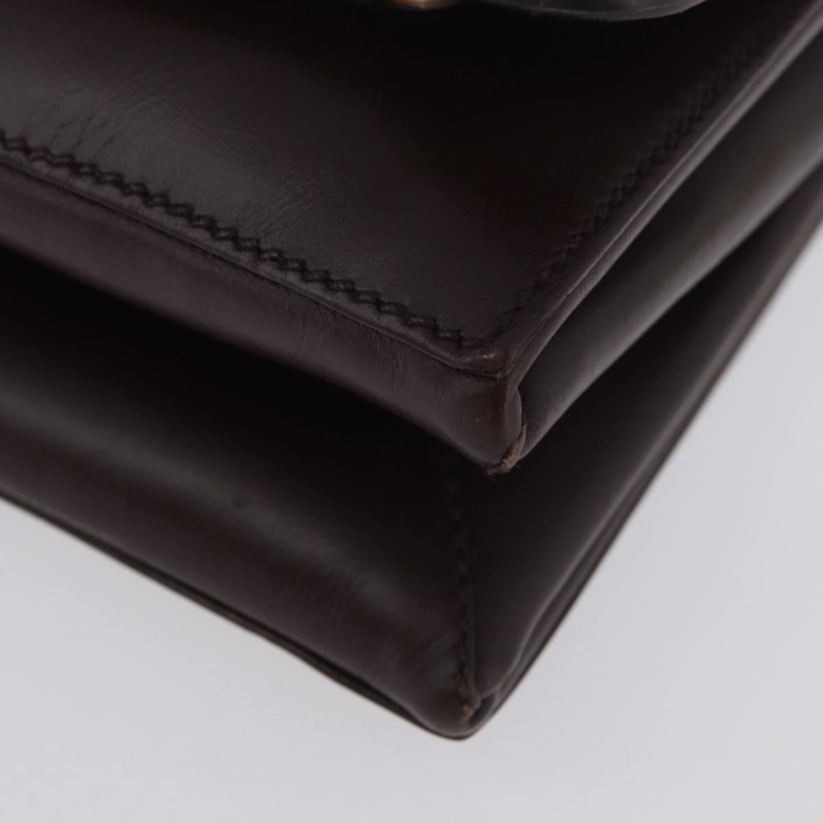 VALENTINO Chain Shoulder Bag Leather Brown Gold Auth ka3408A