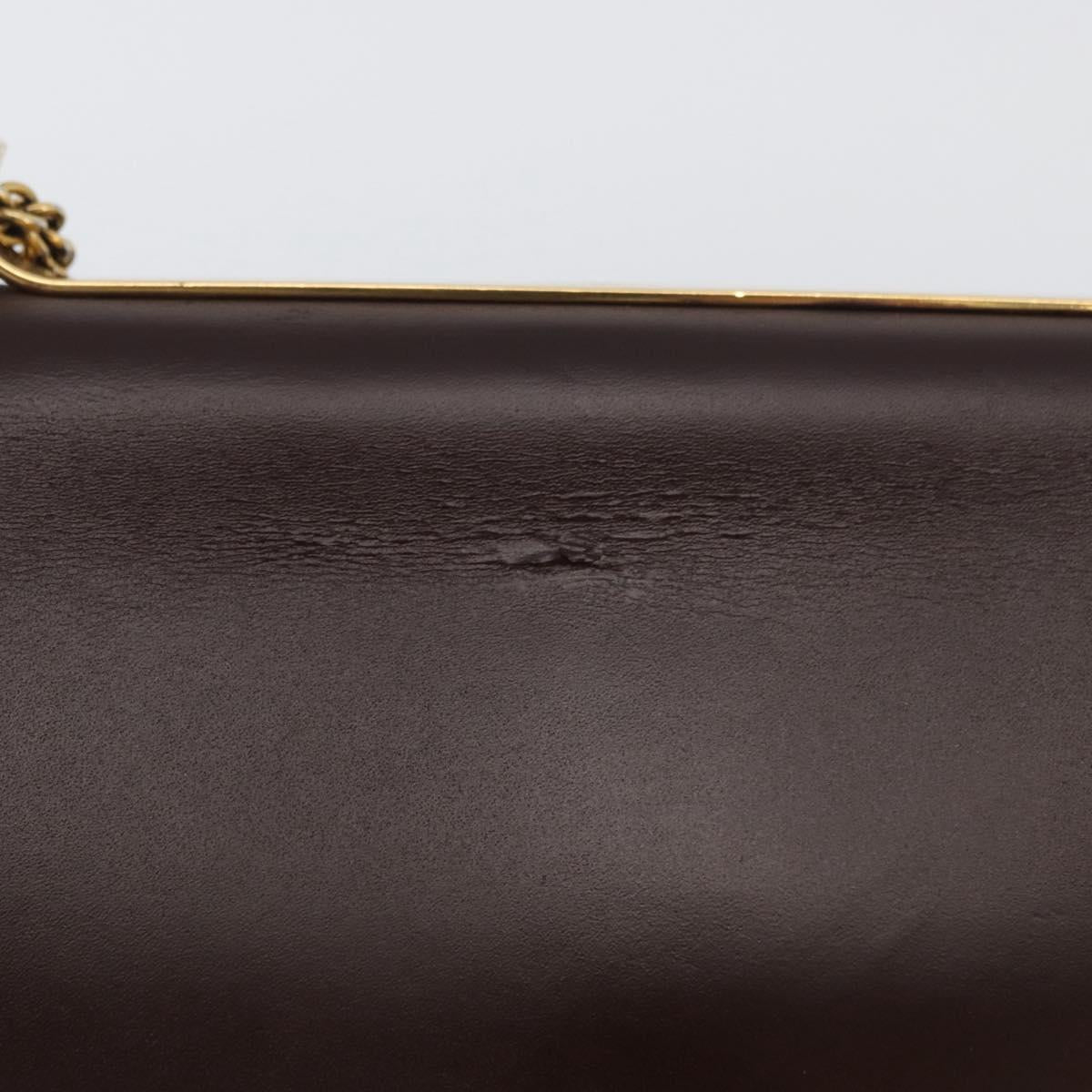 VALENTINO Chain Shoulder Bag Leather Brown Gold Auth ka3408A