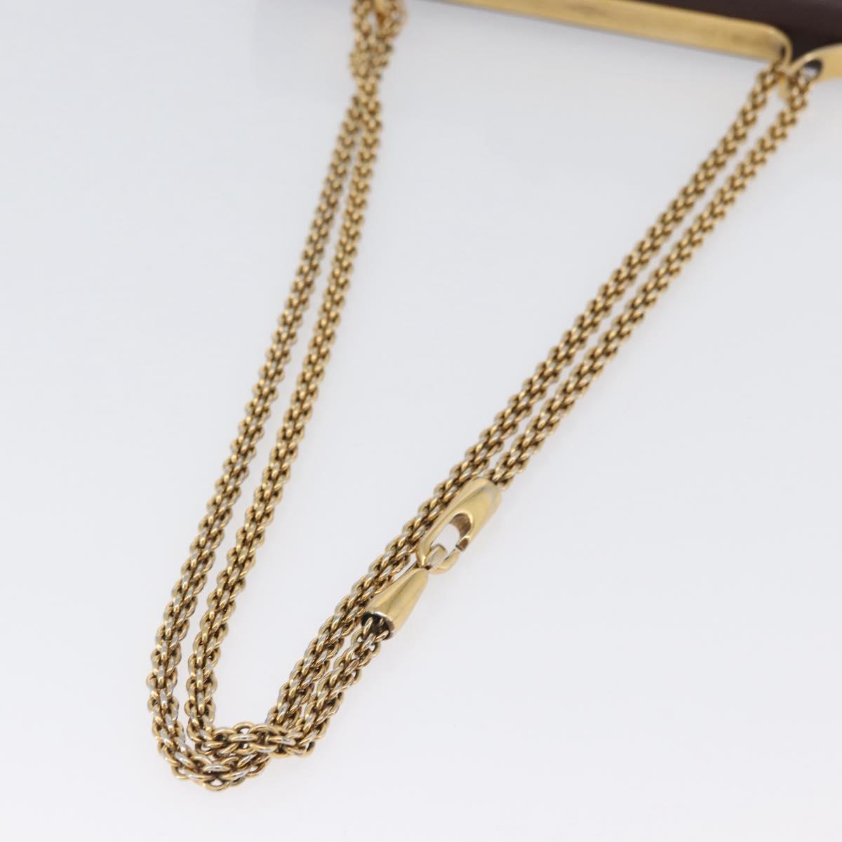 VALENTINO Chain Shoulder Bag Leather Brown Gold Auth ka3408A