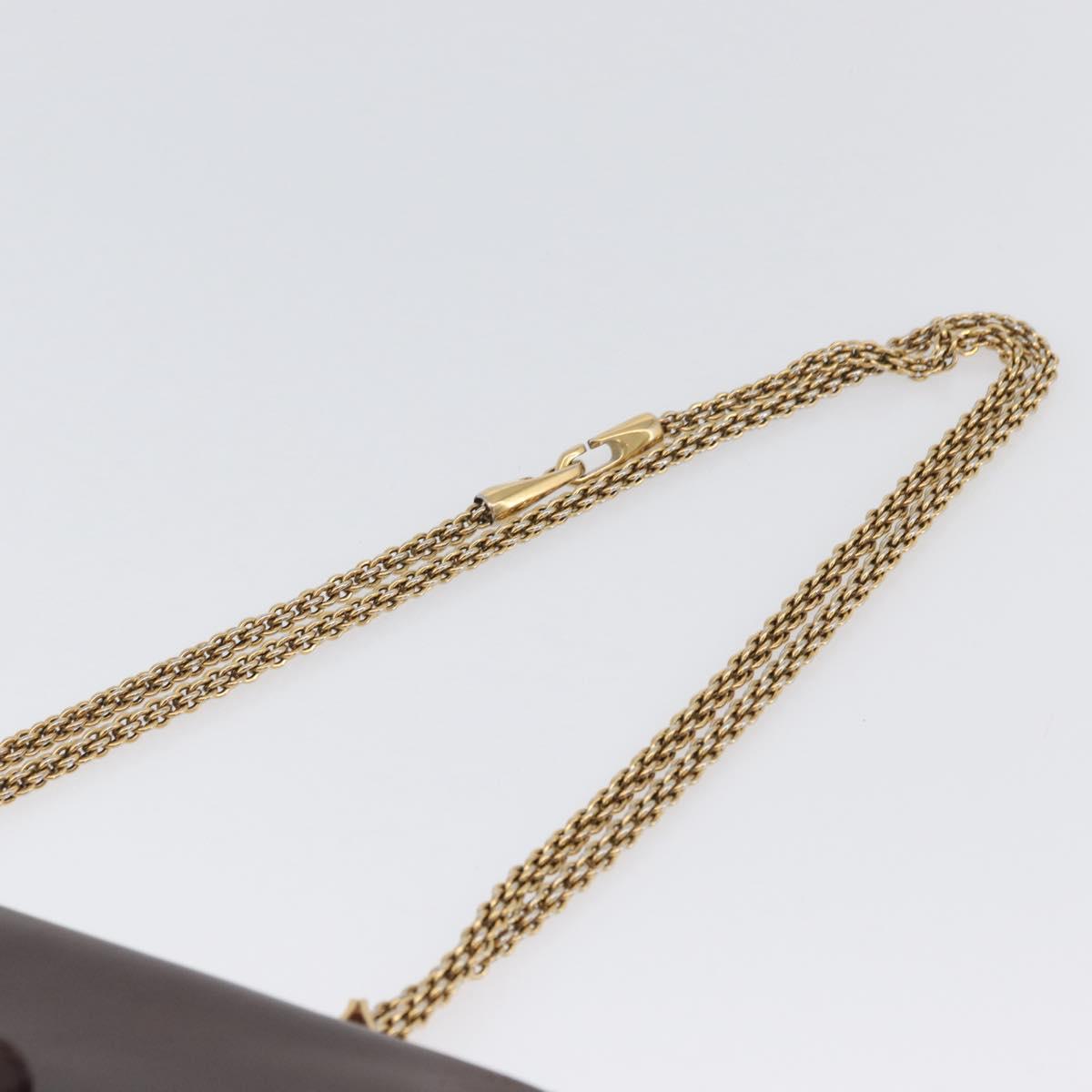 VALENTINO Chain Shoulder Bag Leather Brown Gold Auth ka3408A