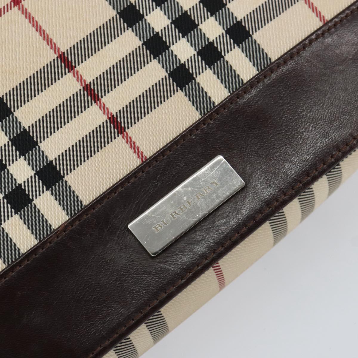 BURBERRY Nova Check Shoulder Bag Canvas Beige Silver Auth ka341