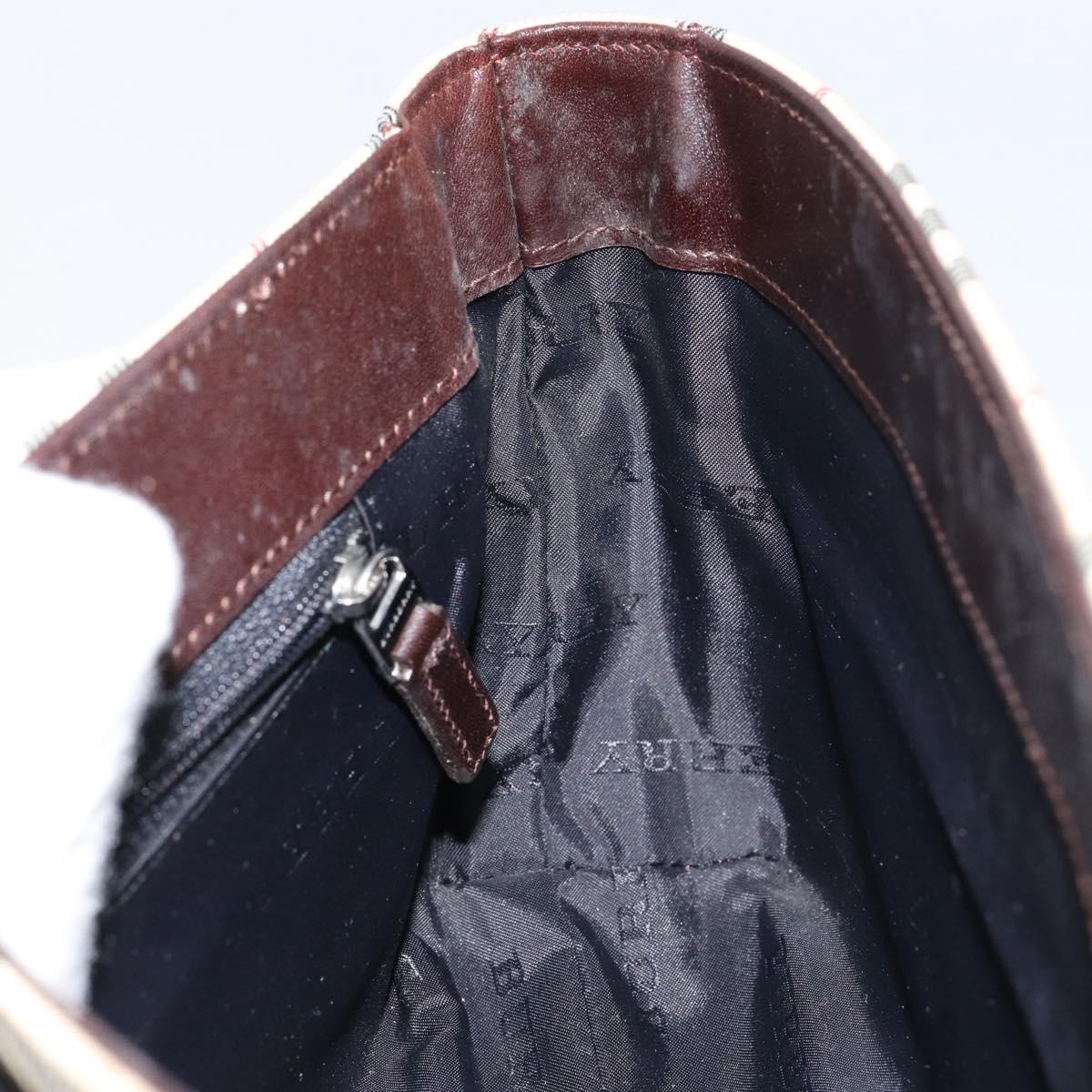 BURBERRY Nova Check Shoulder Bag Canvas Beige Silver Auth ka341