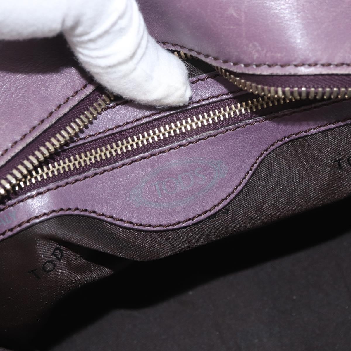 TOD’S Hand Bag Leather 2way Purple Gold Auth ka3411