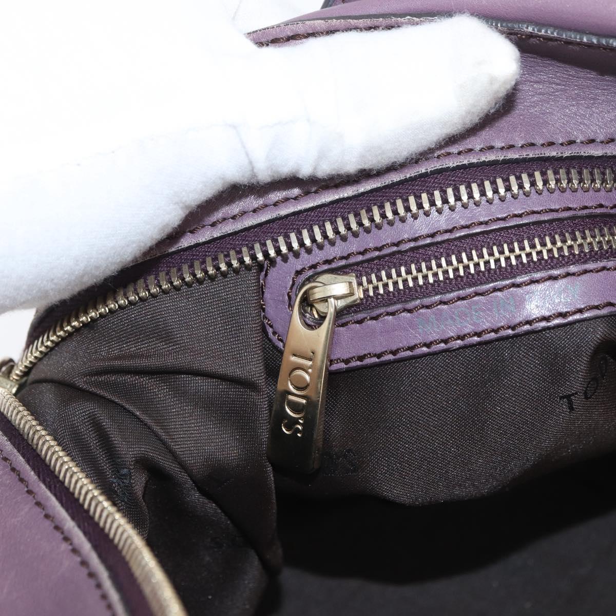TOD’S Hand Bag Leather 2way Purple Gold Auth ka3411