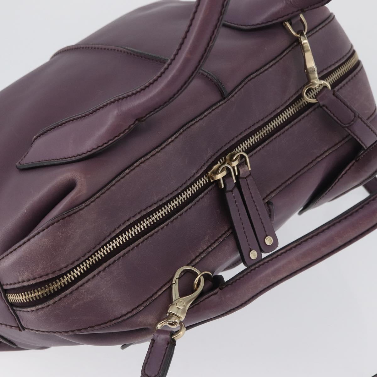 TOD’S Hand Bag Leather 2way Purple Gold Auth ka3411