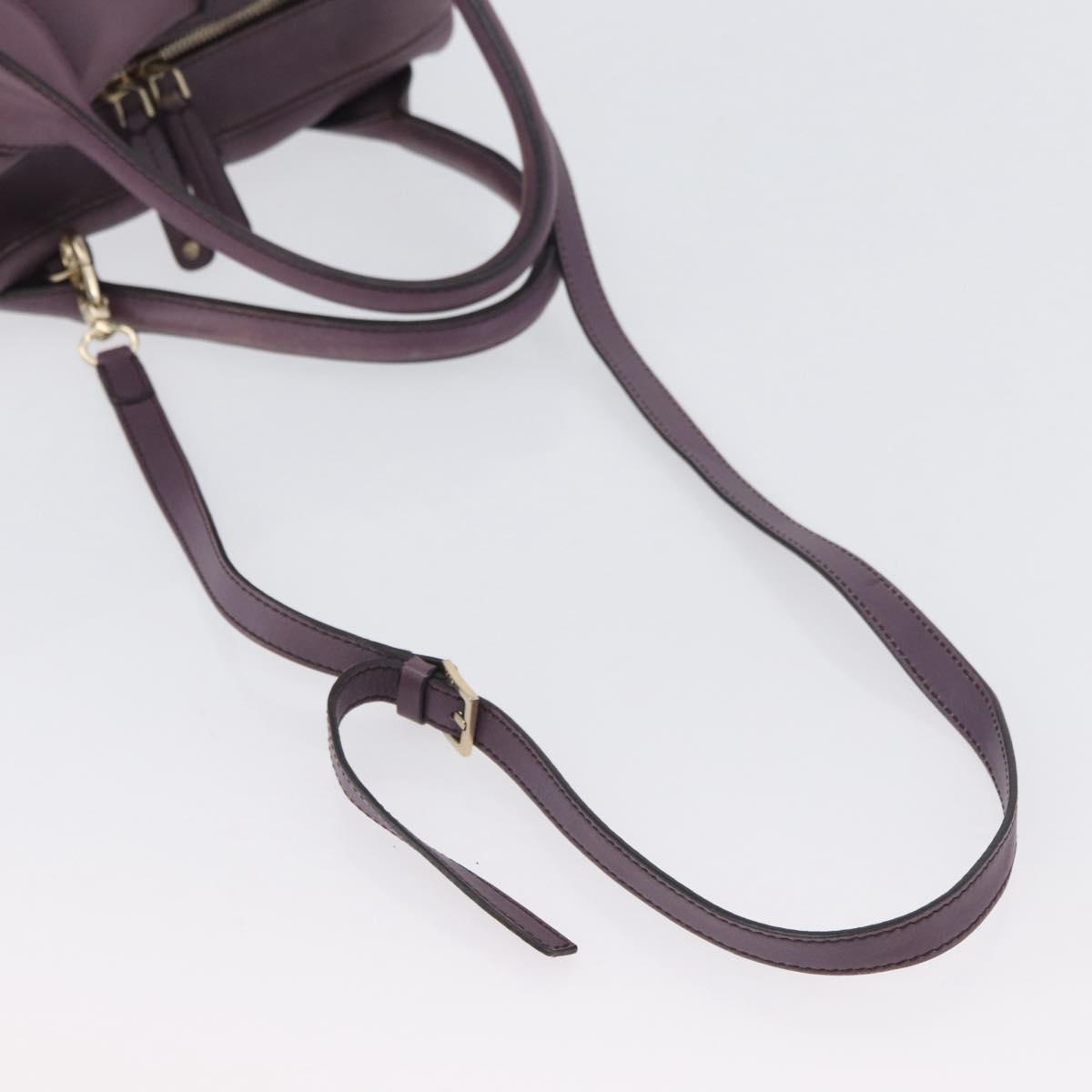 TOD’S Hand Bag Leather 2way Purple Gold Auth ka3411