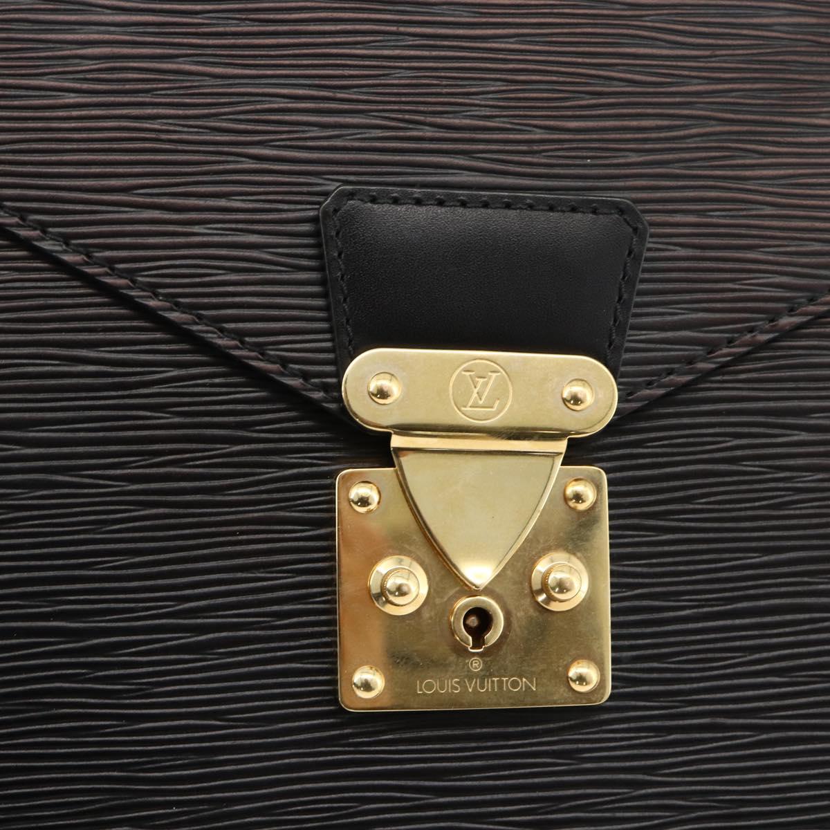 LOUIS VUITTON Epi Porte Documents Bandouliere Briefcase Black M54462 Auth ka3413