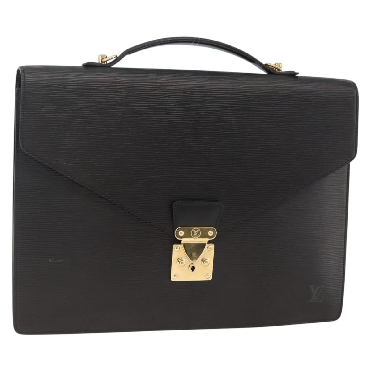 LOUIS VUITTON Epi Porte Documents Bandouliere Briefcase Black M54462 Auth ka3413