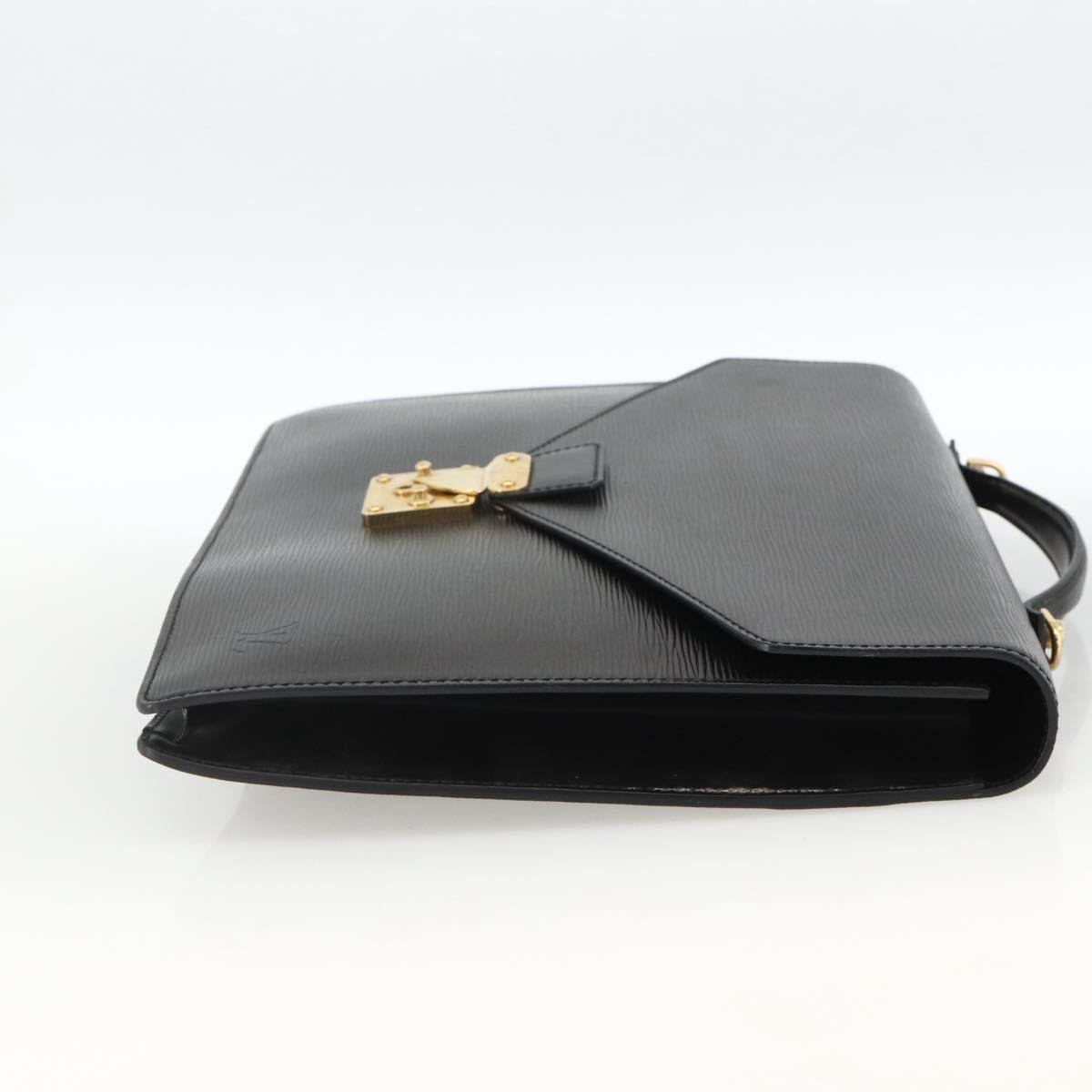 LOUIS VUITTON Epi Porte Documents Bandouliere Briefcase Black M54462 Auth ka3413