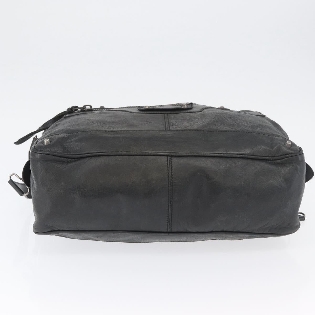 BALENCIAGA Classic Bridge Hand Bag Leather 2way Black Auth ka3423V