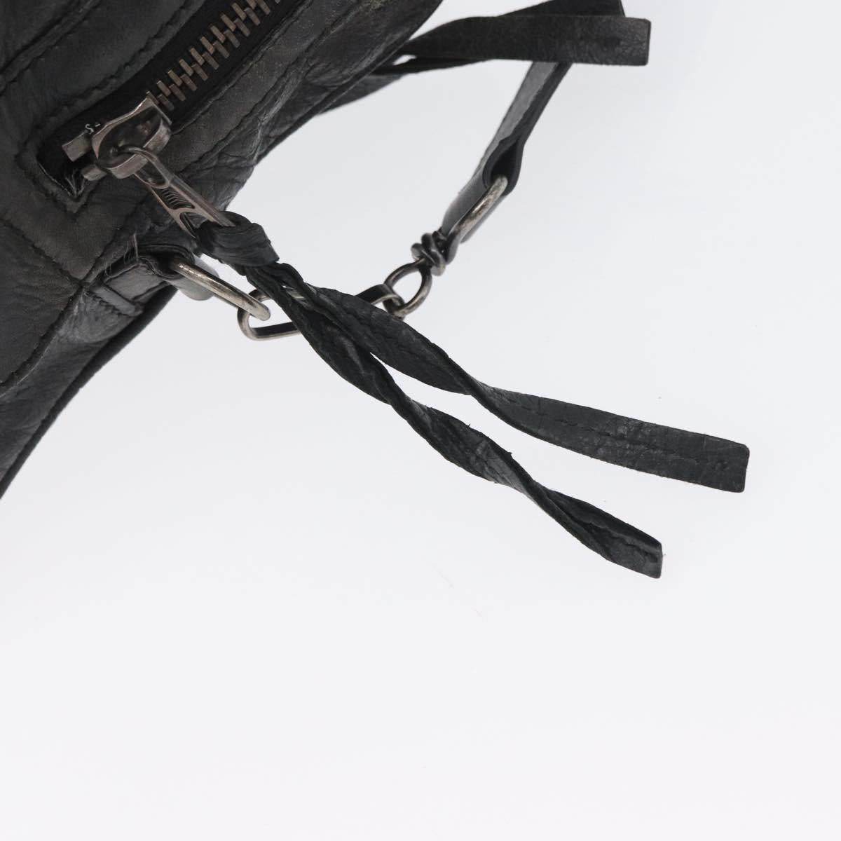 BALENCIAGA Classic Bridge Hand Bag Leather 2way Black Auth ka3423V