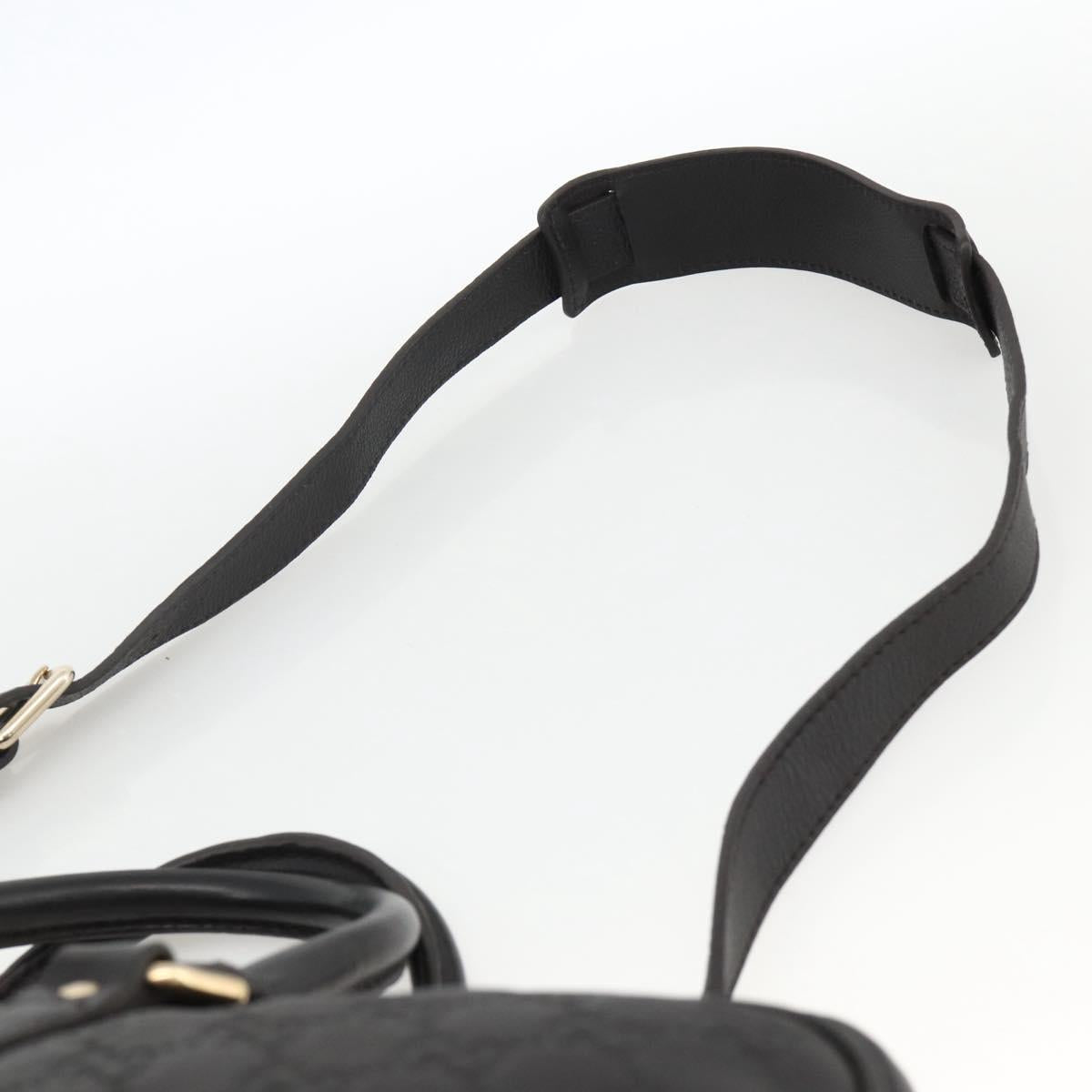 GUCCI GG Canvas Guccissima Bag Leather 2way Black Gold 208463 Auth ka3424