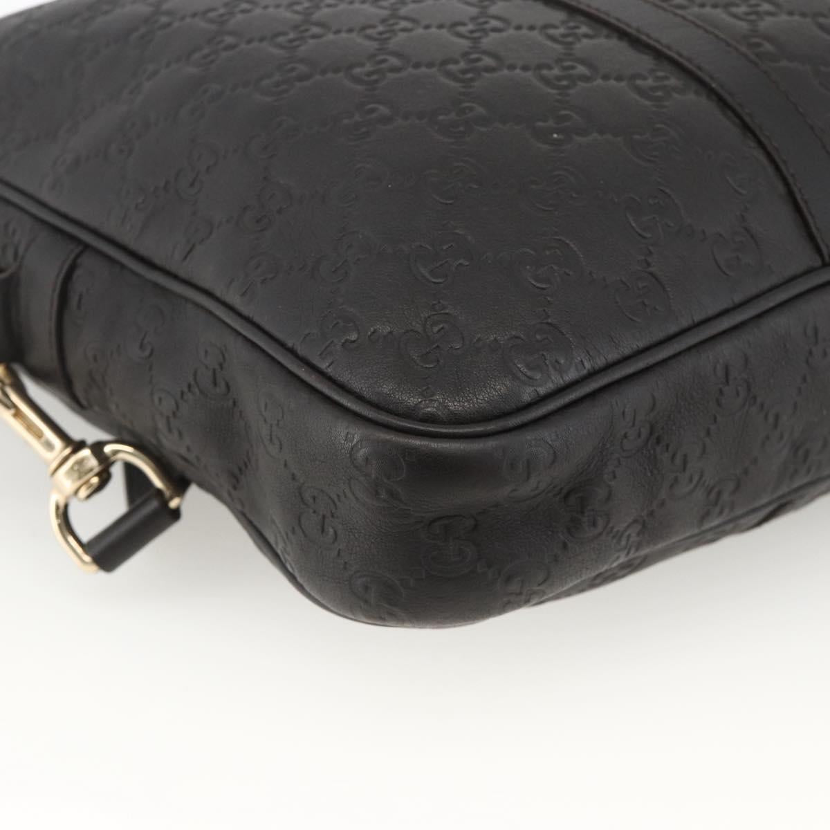 GUCCI GG Canvas Guccissima Bag Leather 2way Black Gold 208463 Auth ka3424