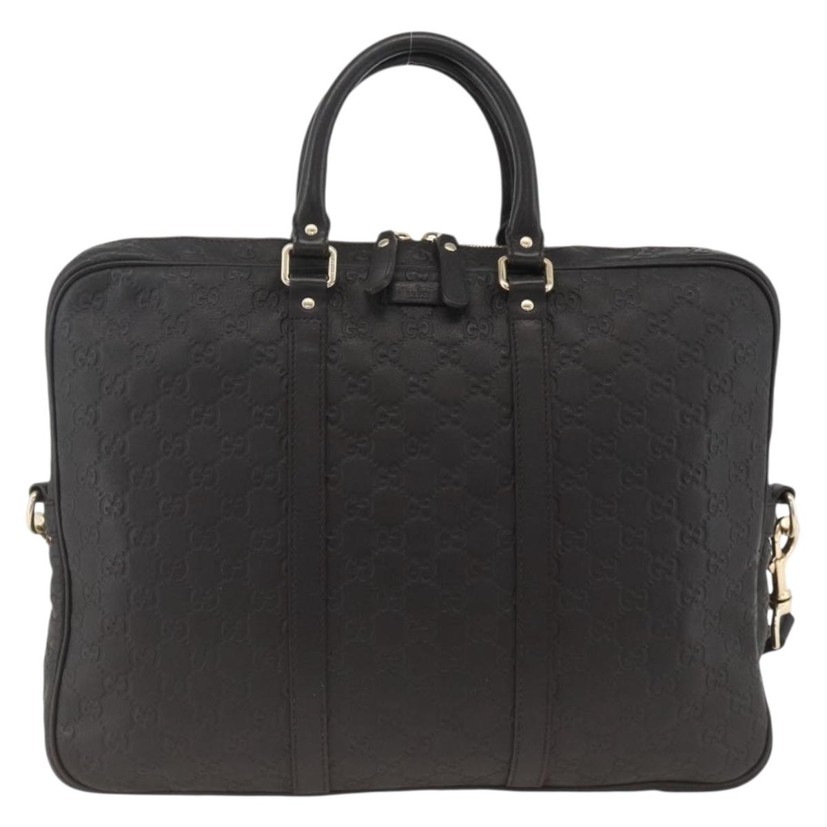 GUCCI GG Canvas Guccissima Bag Leather 2way Black Gold 208463 Auth ka3424