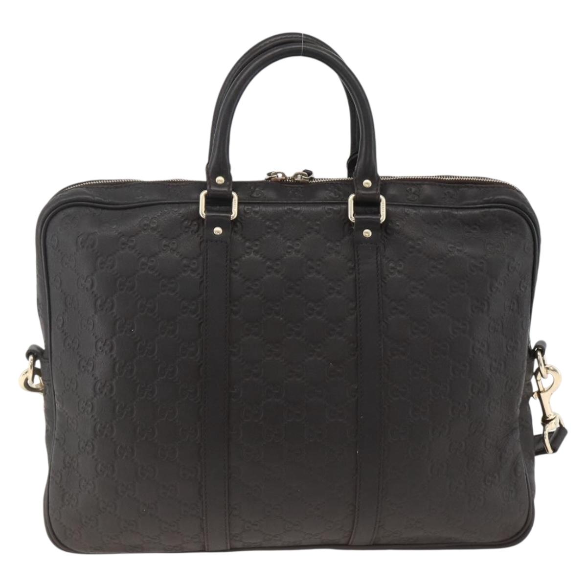 GUCCI GG Canvas Guccissima Bag Leather 2way Black Gold 208463 Auth ka3424