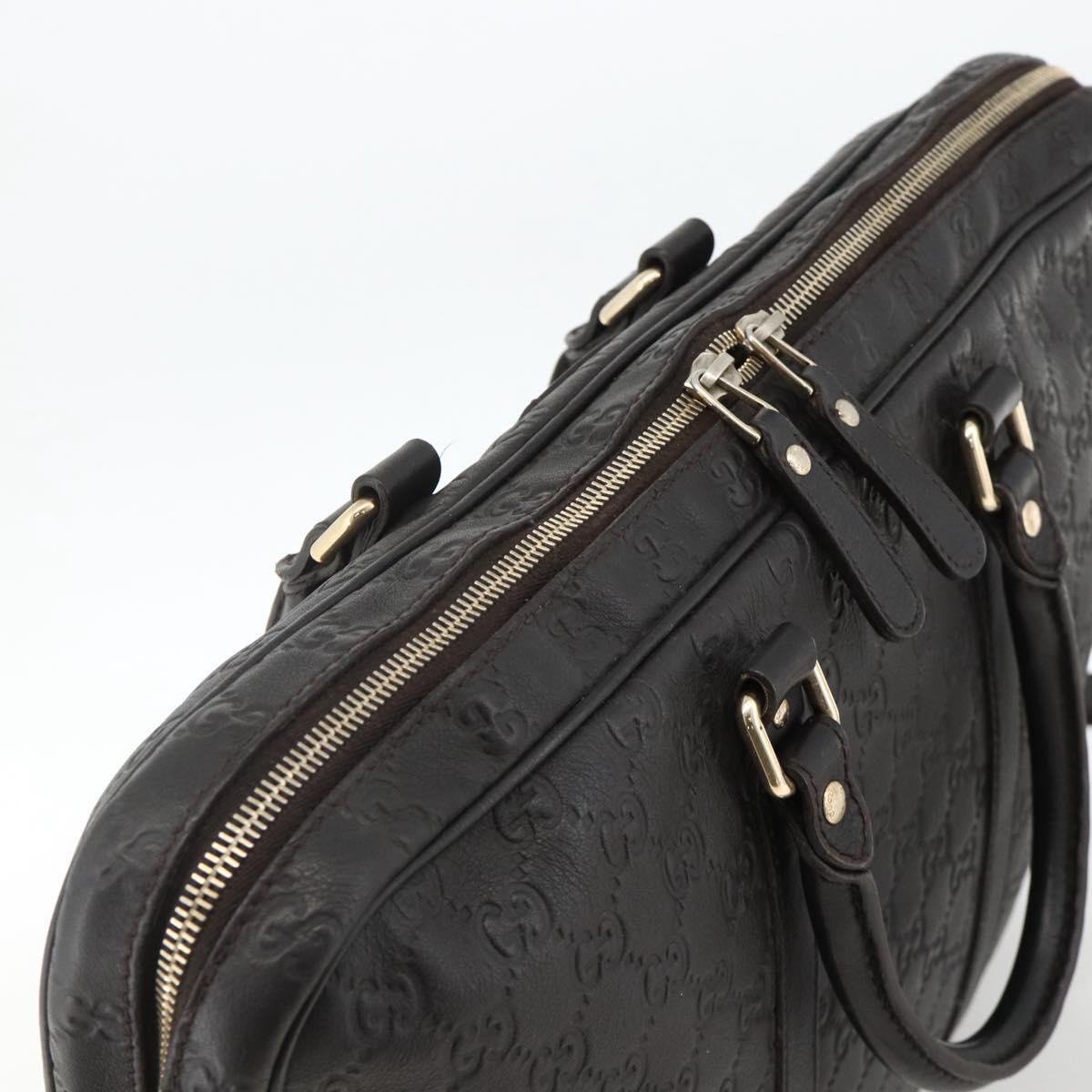 GUCCI GG Canvas Guccissima Bag Leather 2way Black Gold 208463 Auth ka3424
