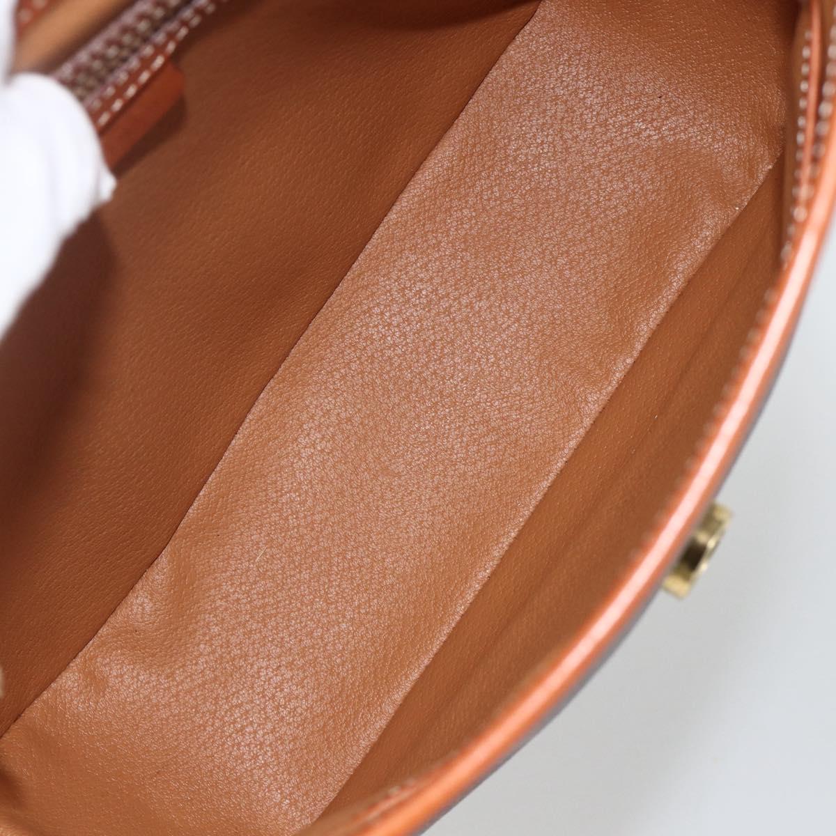 CELINE Macadam Canvas Hand Bag PVC Leather Brown Gold Auth ka3426