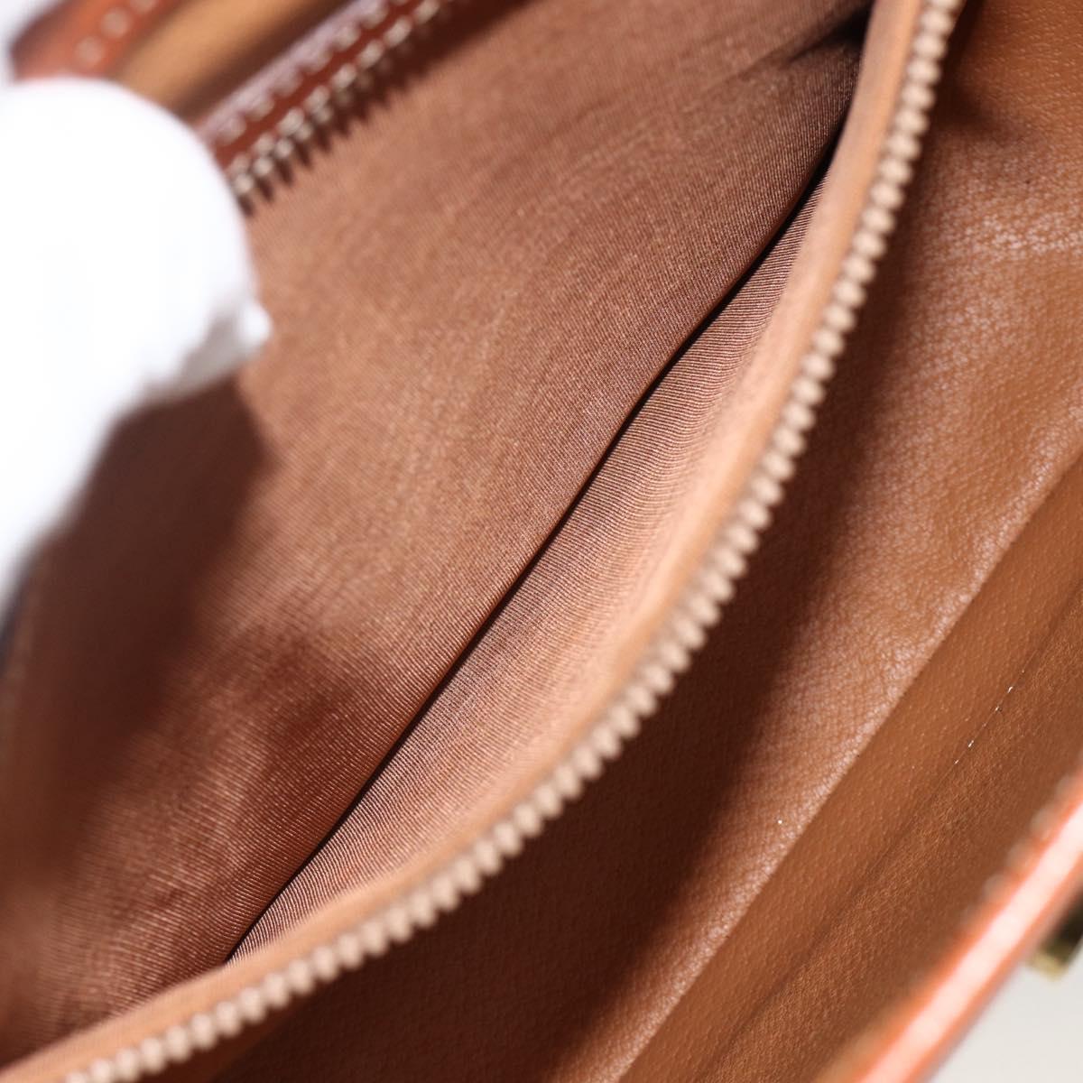 CELINE Macadam Canvas Hand Bag PVC Leather Brown Gold Auth ka3426