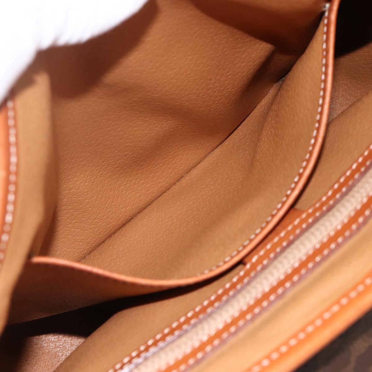 CELINE Macadam Canvas Hand Bag PVC Leather Brown Gold Auth ka3426