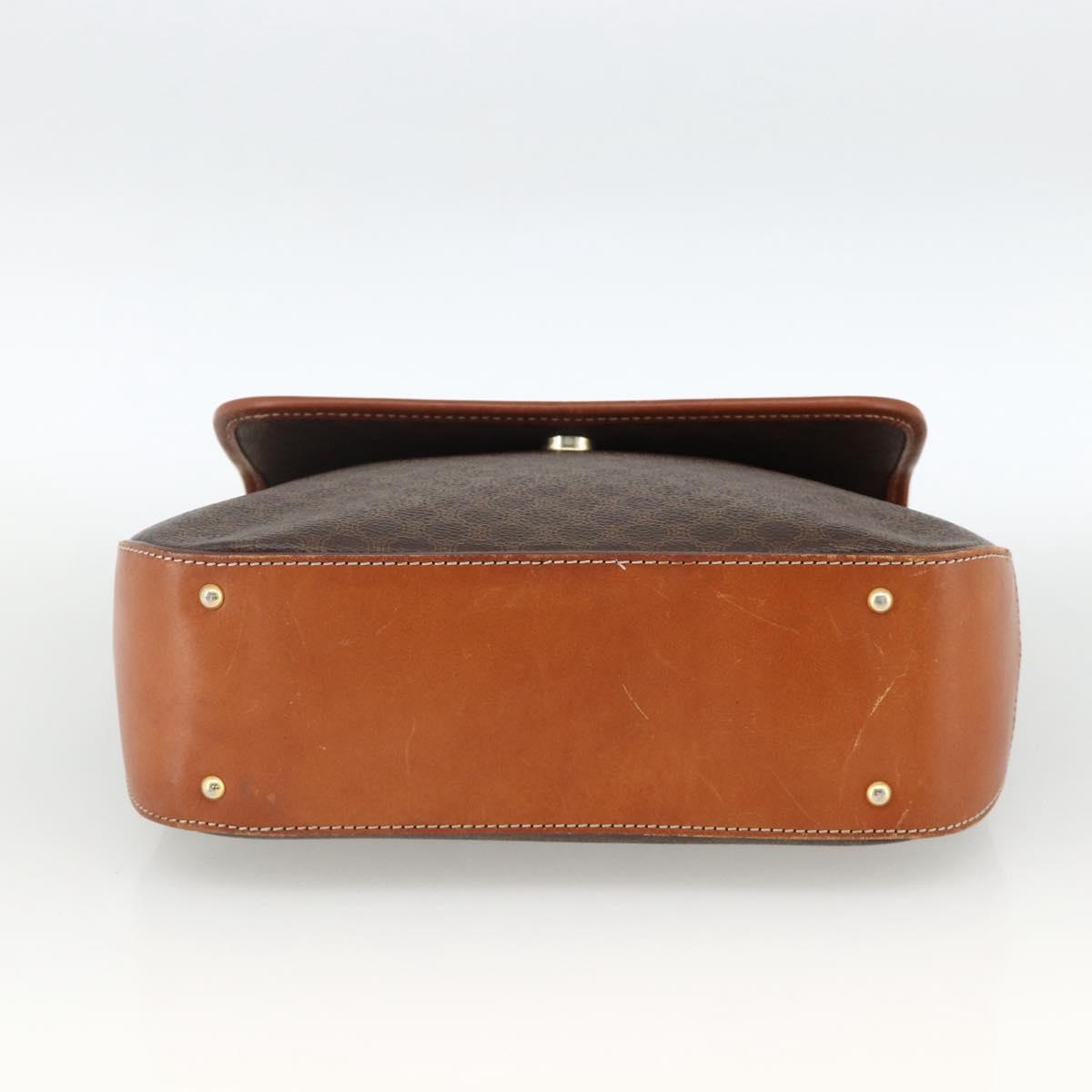 CELINE Macadam Canvas Hand Bag PVC Leather Brown Gold Auth ka3426