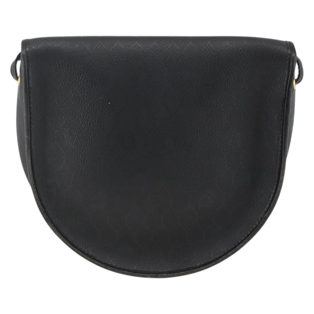 Christian Dior Honeycomb Canvas Shoulder Bag PVC Leather Black Gold Auth ka3429
