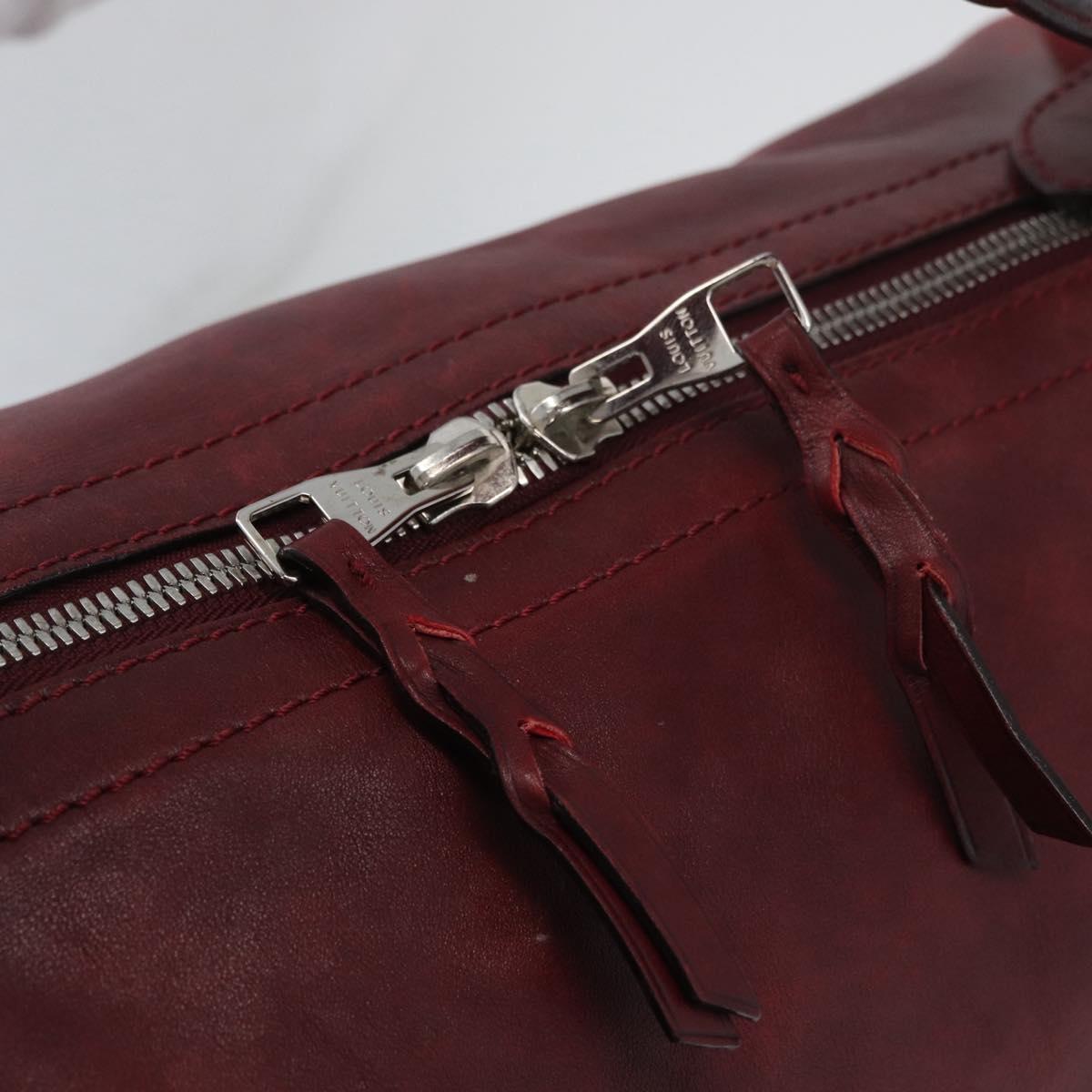 LOUIS VUITTON Cuir Bequia Grimo Boston Bag Bordeaux LV Auth ka3433